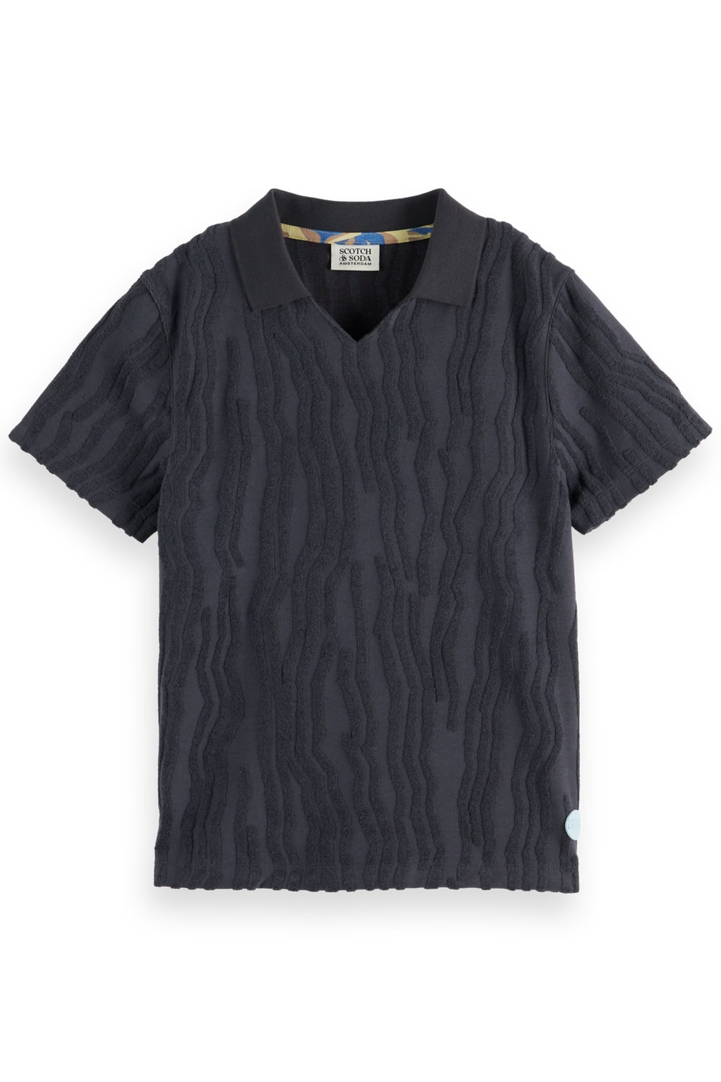 BOY TOWELLING JACQUARD POLO WASHED BLACK 1
