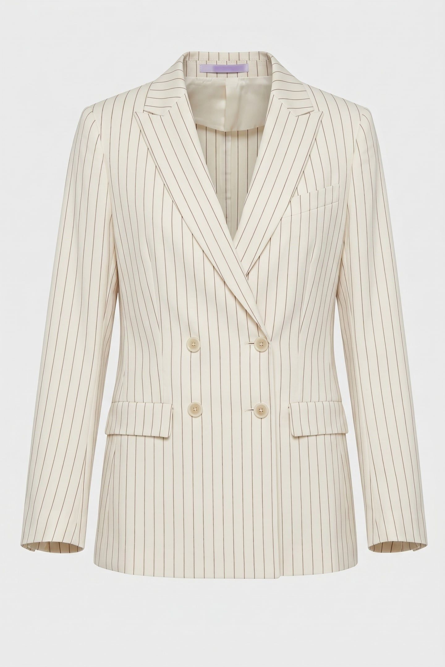 PINSTRIPE LINEN BLEND DOUBLE-BREASTED BLAZER WHITE 3