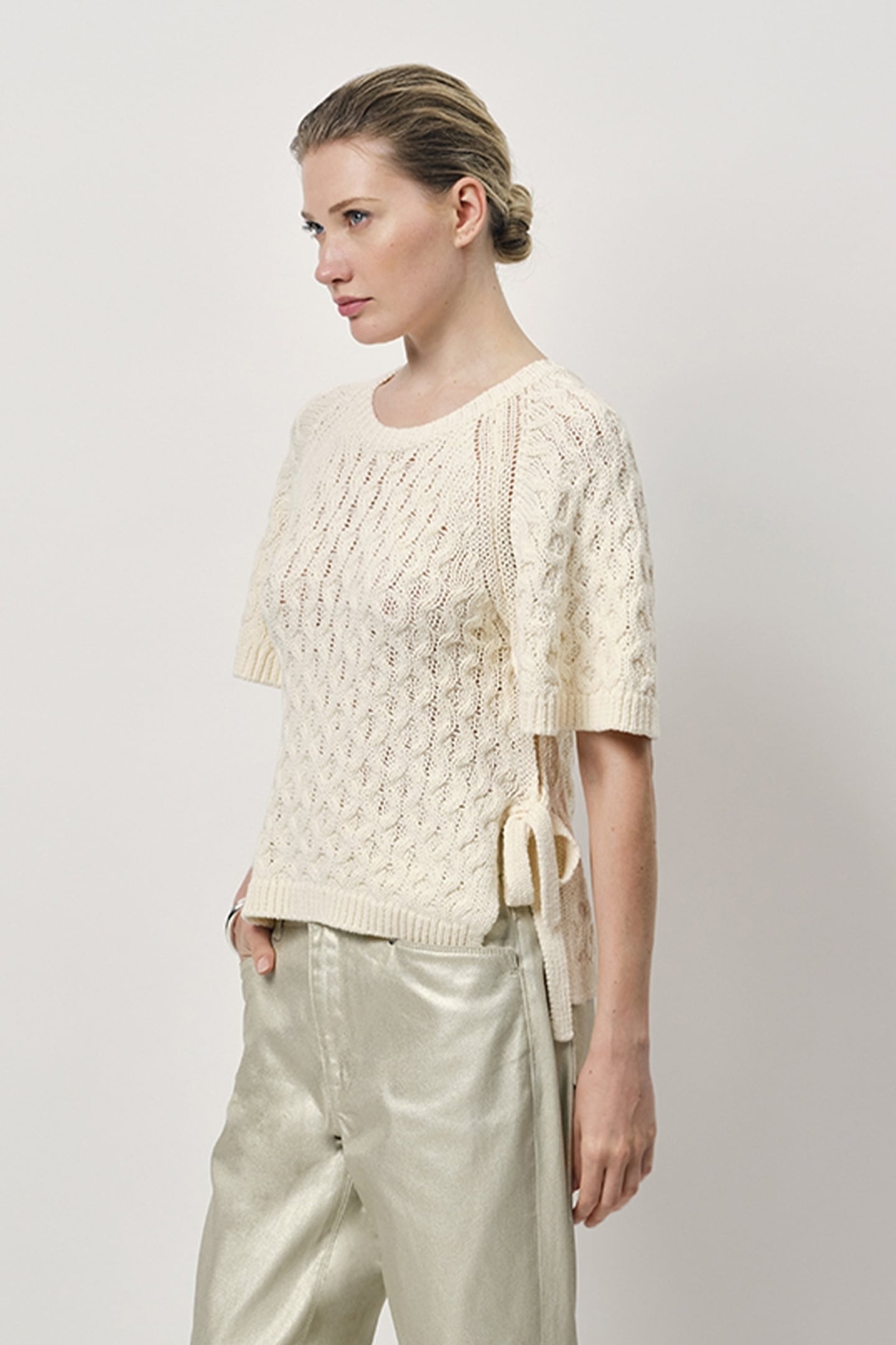 JAYE FANCY KNITTED CABLE TOP BUTTER CREAM 3