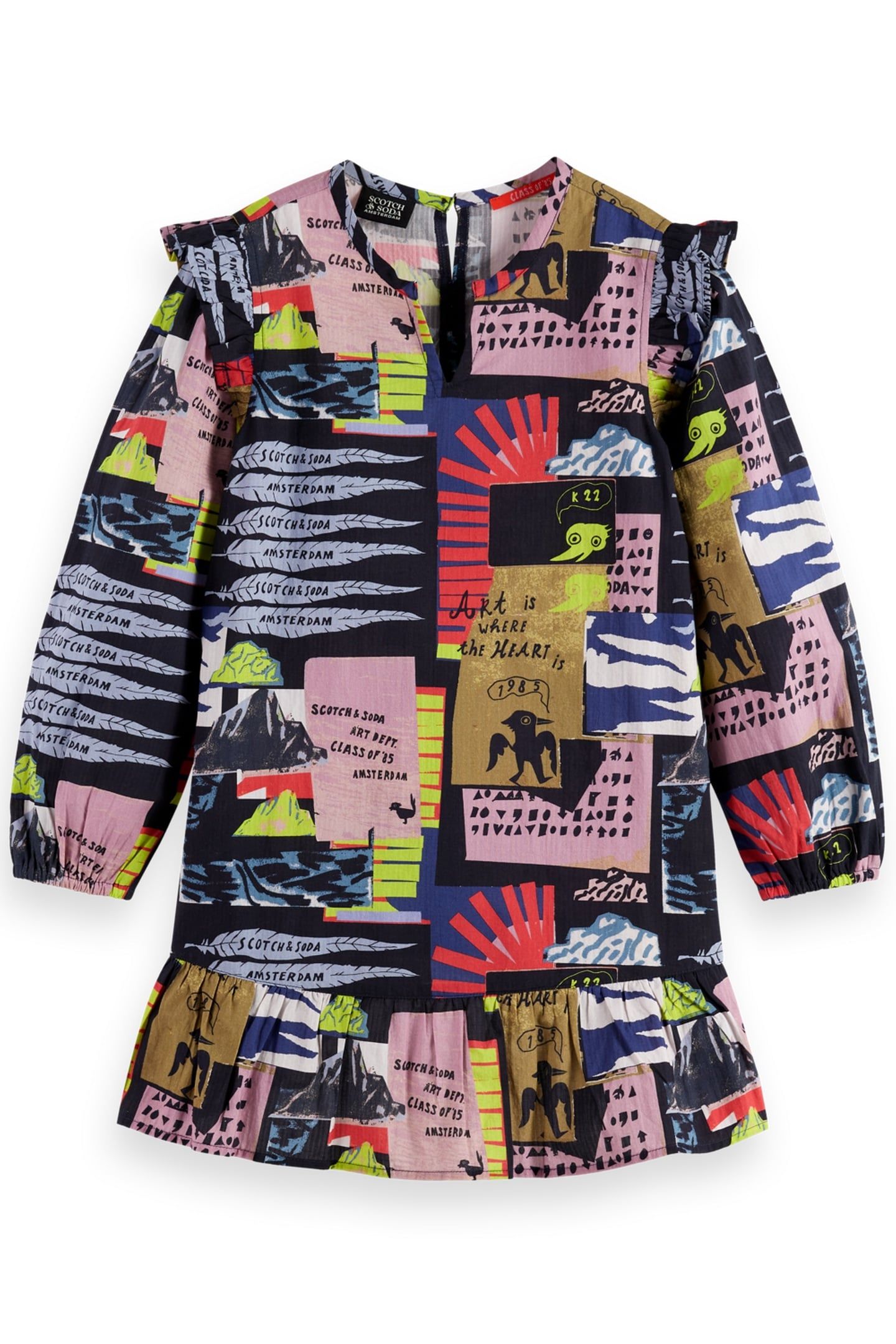 GIRL ALL-OVER PRINTED SEERSUCKER DRESS ART DEPT COLLAGE ANTH 1