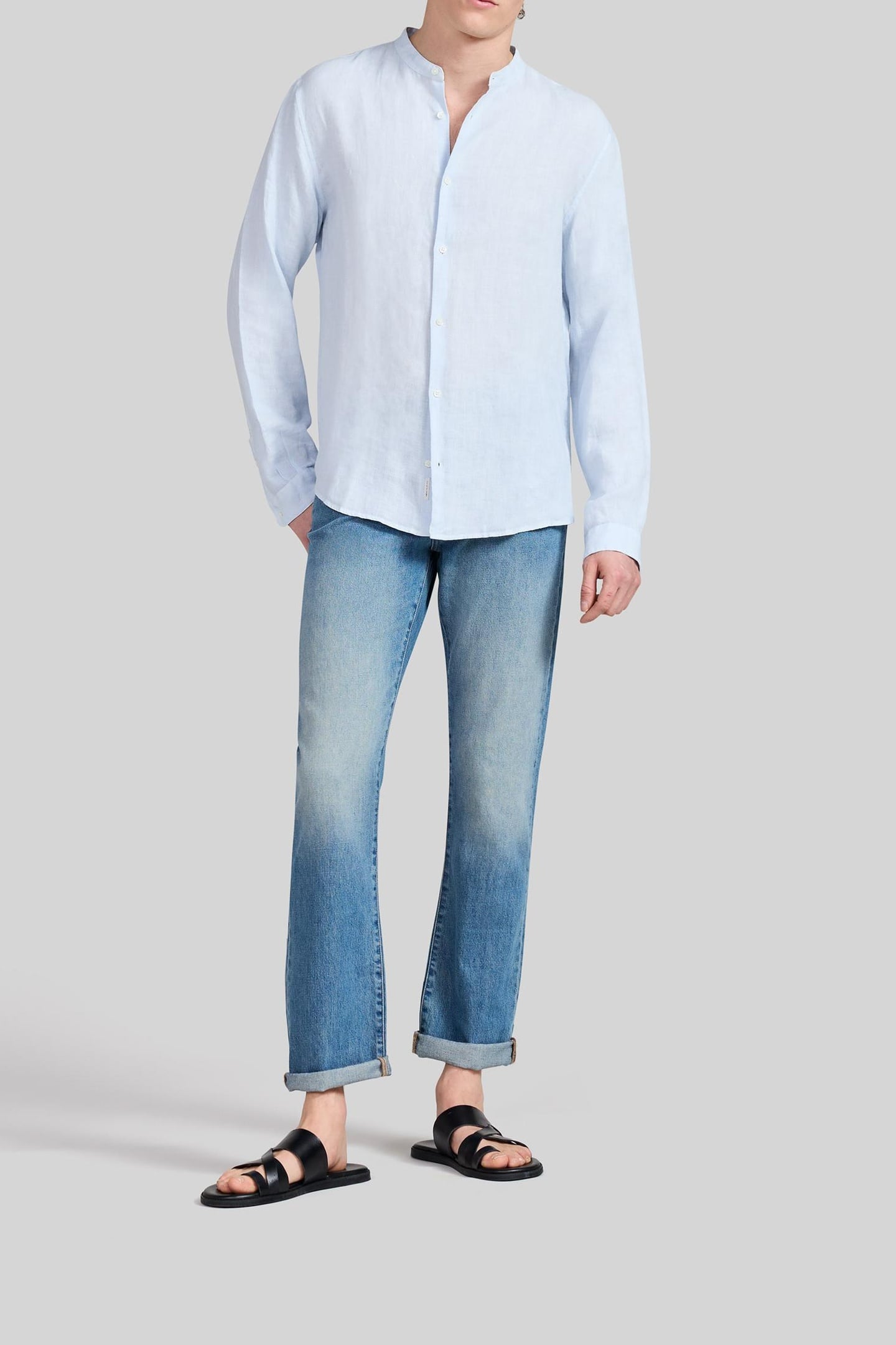 SKY PURE LINEN REGULAR SHIRT WITH MANDARIN COLLAR 1