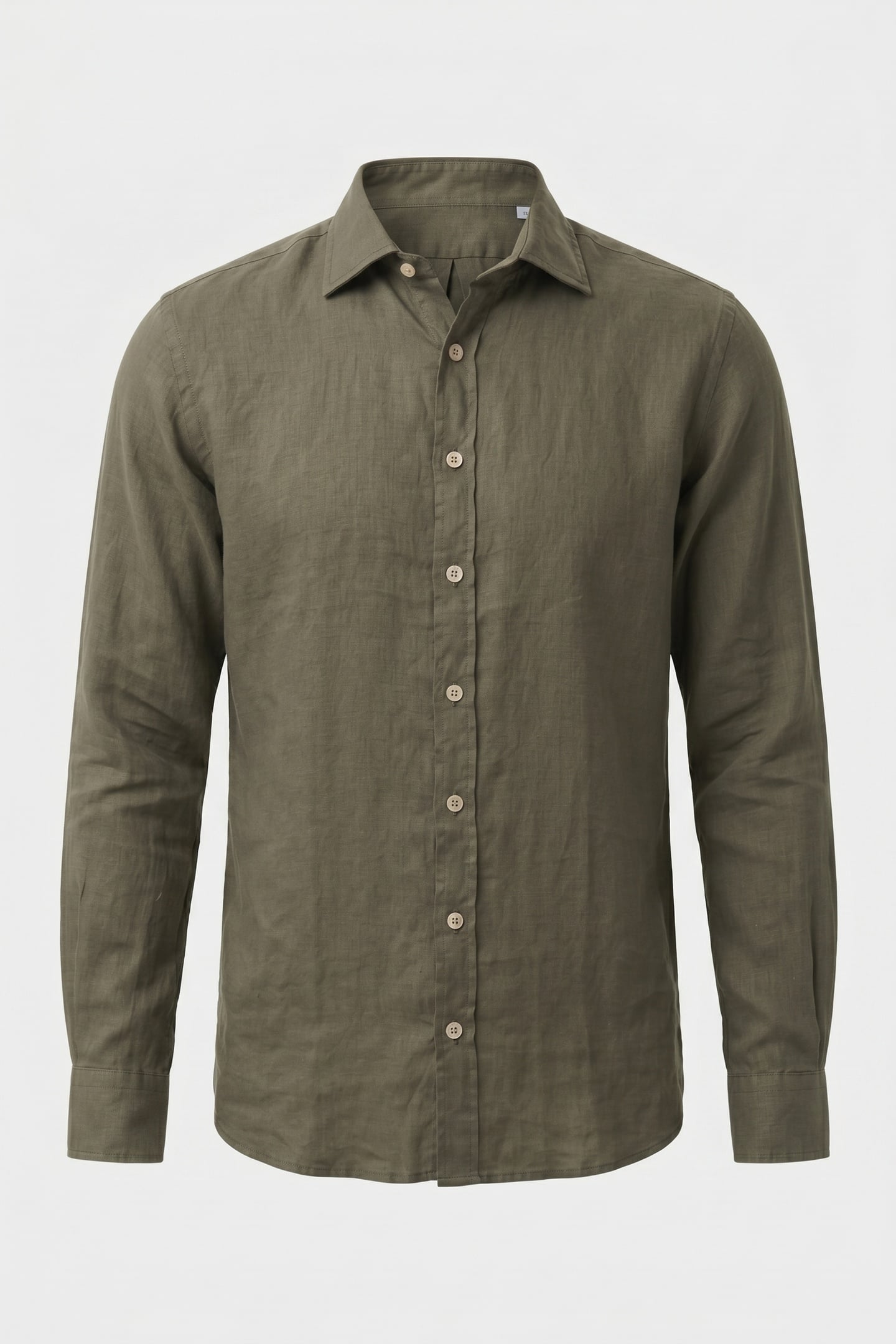 CLASSIC COLLAR SHIRT LINEN BROWN 5