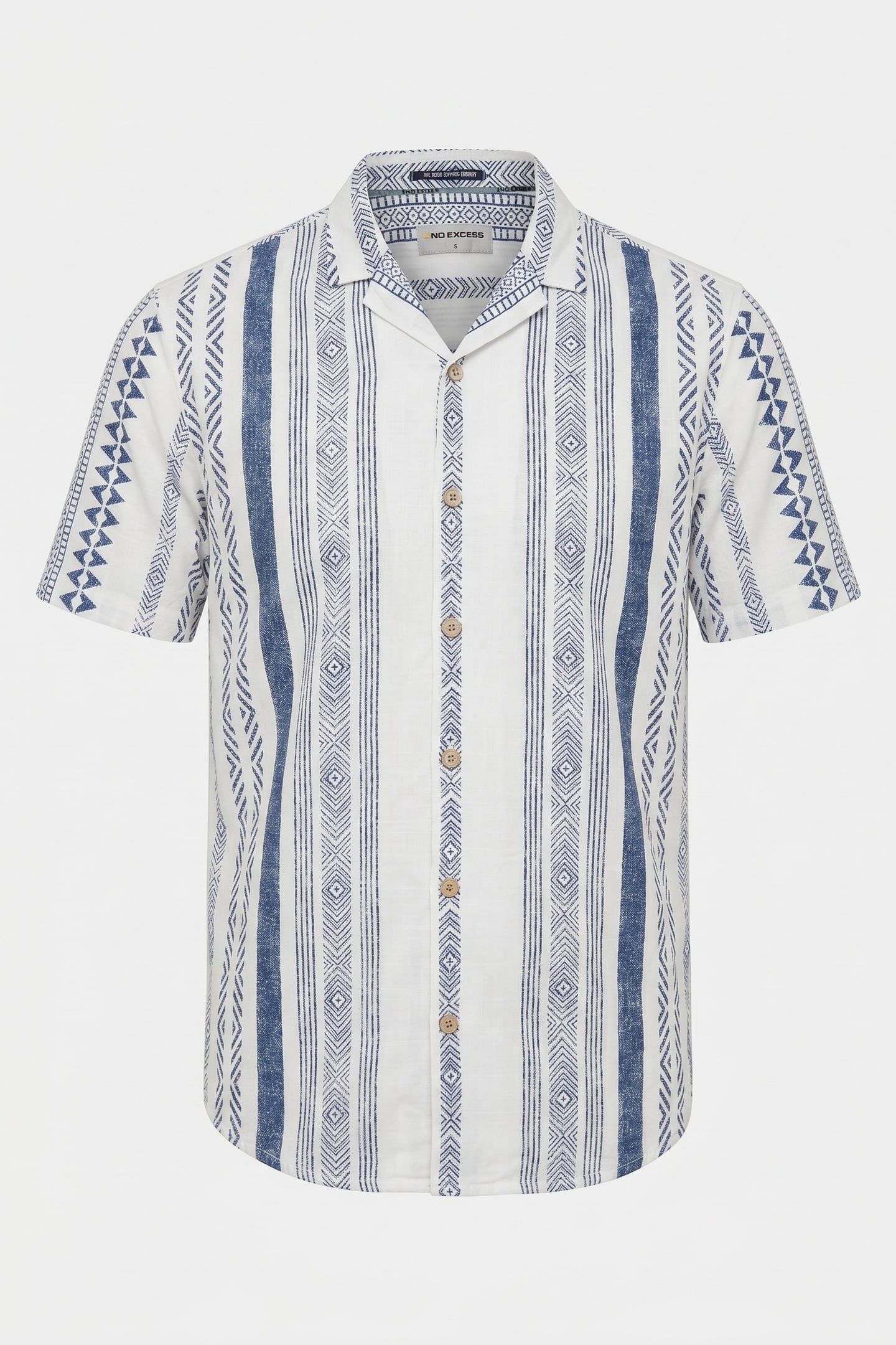 SHIRT SHORT SLEEVE REVERS COLLAR SLUB ALLOVER PRINTED INDIGO 4