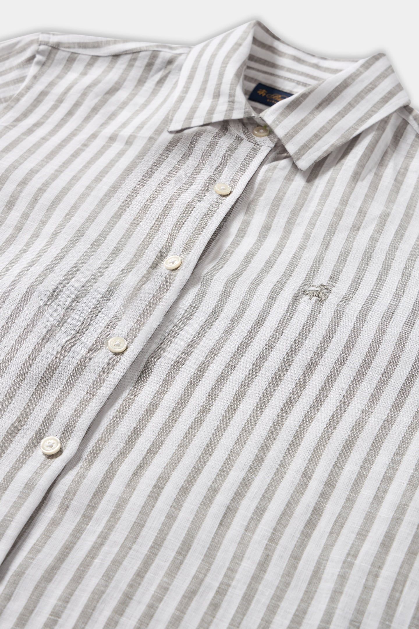 RELAXED FIT STRIPED LINEN SHIRT MEN'S DESIGN GREEN 5