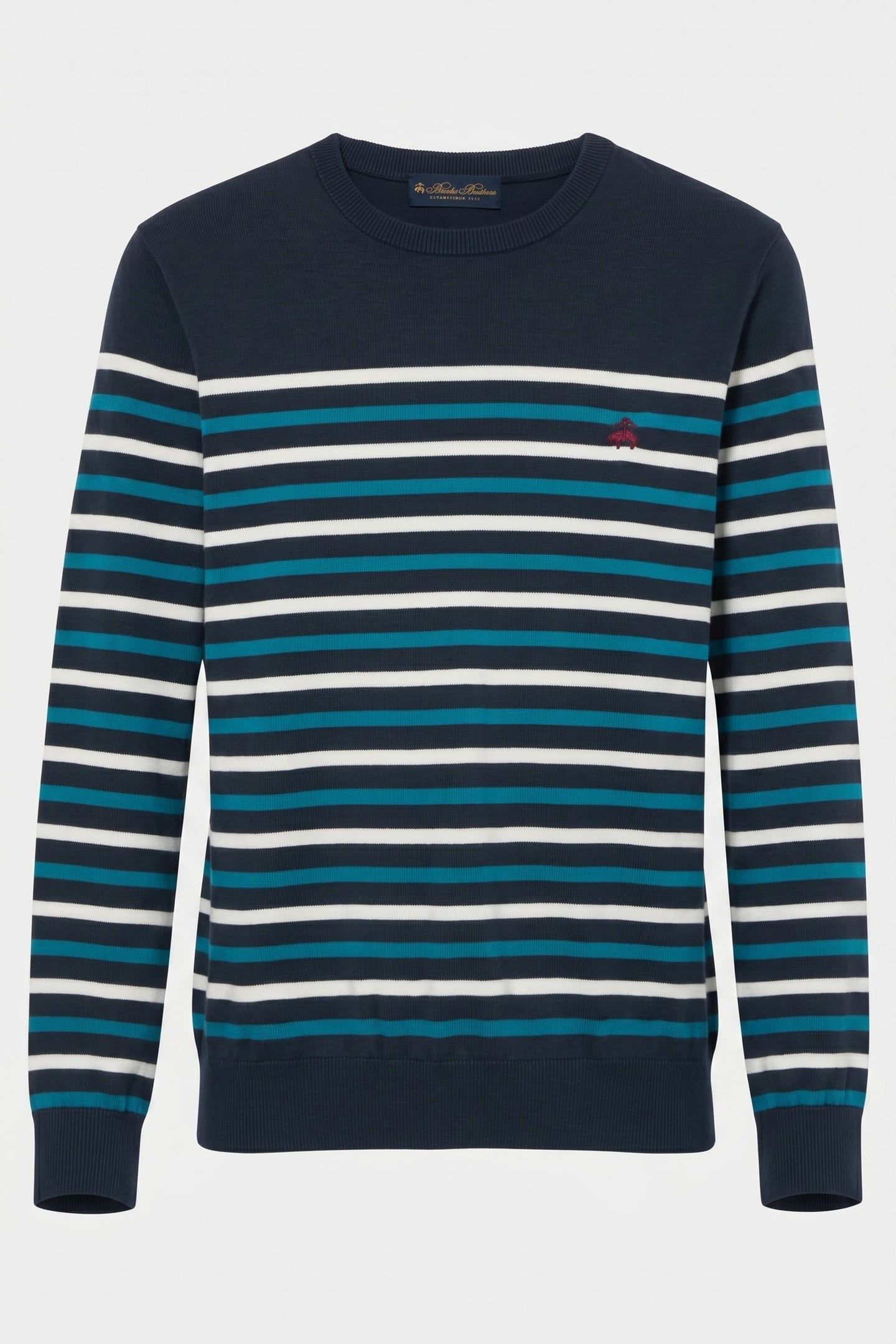 STRIPES LOGOED CREWNECK SUPIMA COTTON BLUE 5