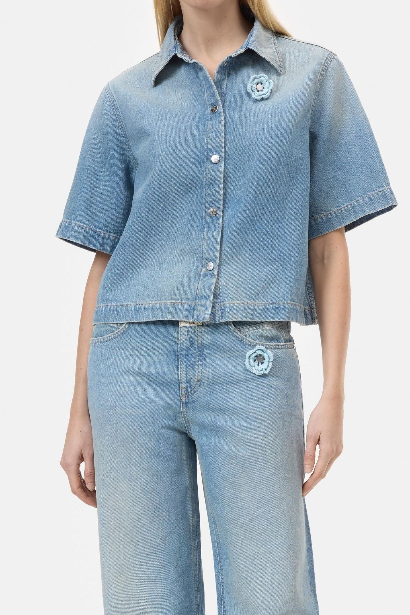 SHORT SLEEVE DENIM SHIRT LIGHT BLUE 2