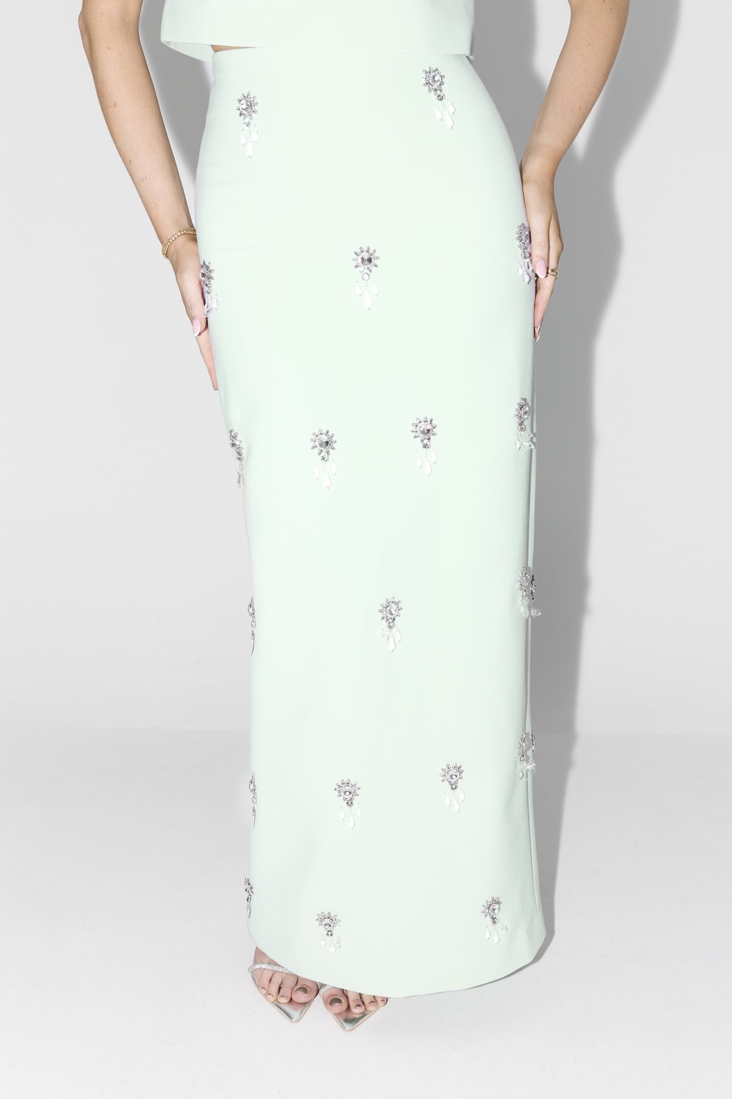 CRYSTAL MAXI SKIRT MINT 2
