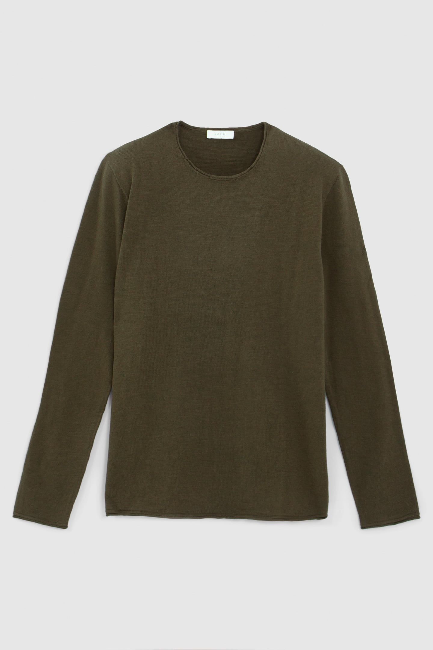 KHAKI SLUB KNIT SWEATER WITH ROLLED EDGES 4