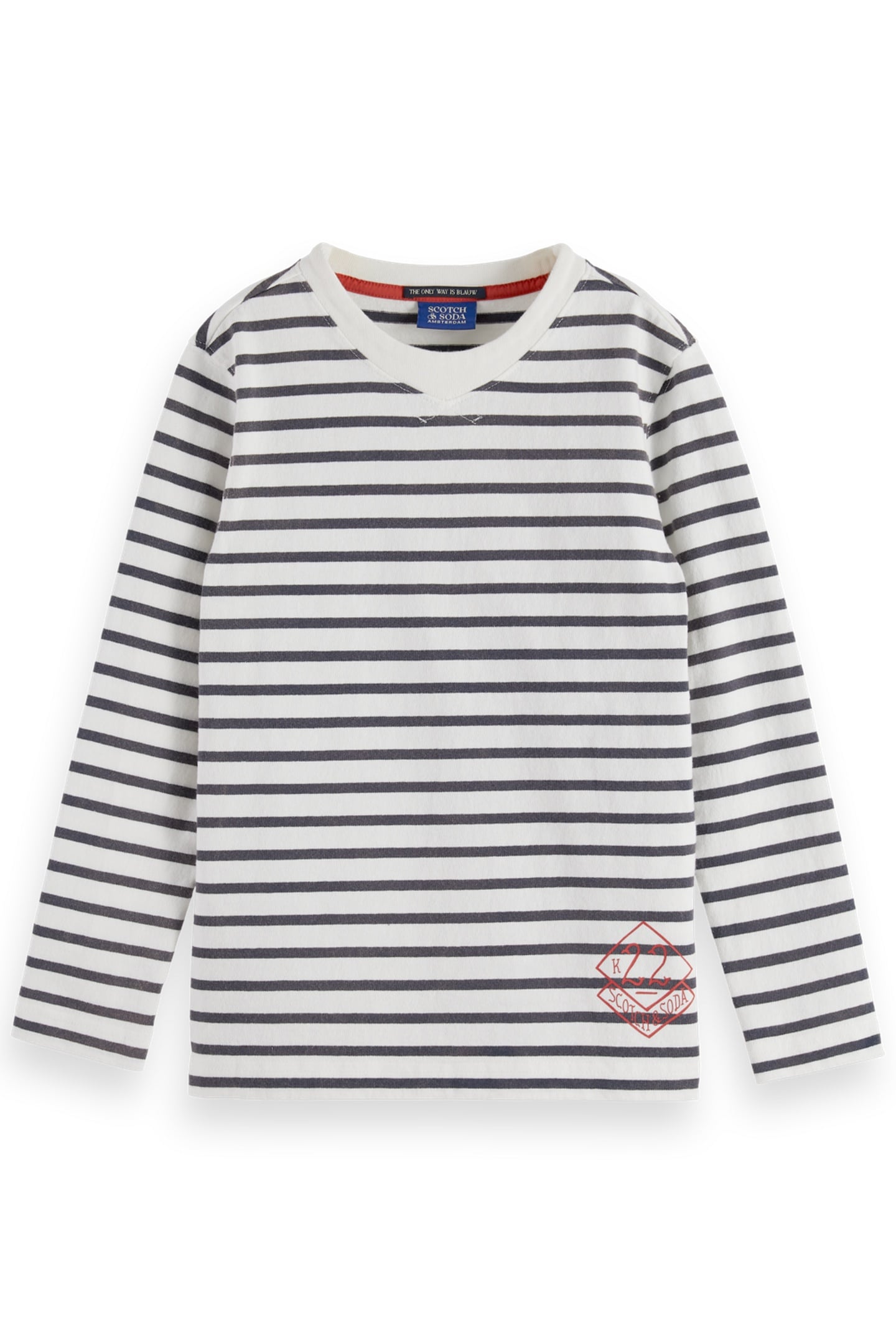 BOY DENIM WASHED STRIPED BRETON T-SHIRT BLUE WHITE STRIPE 1