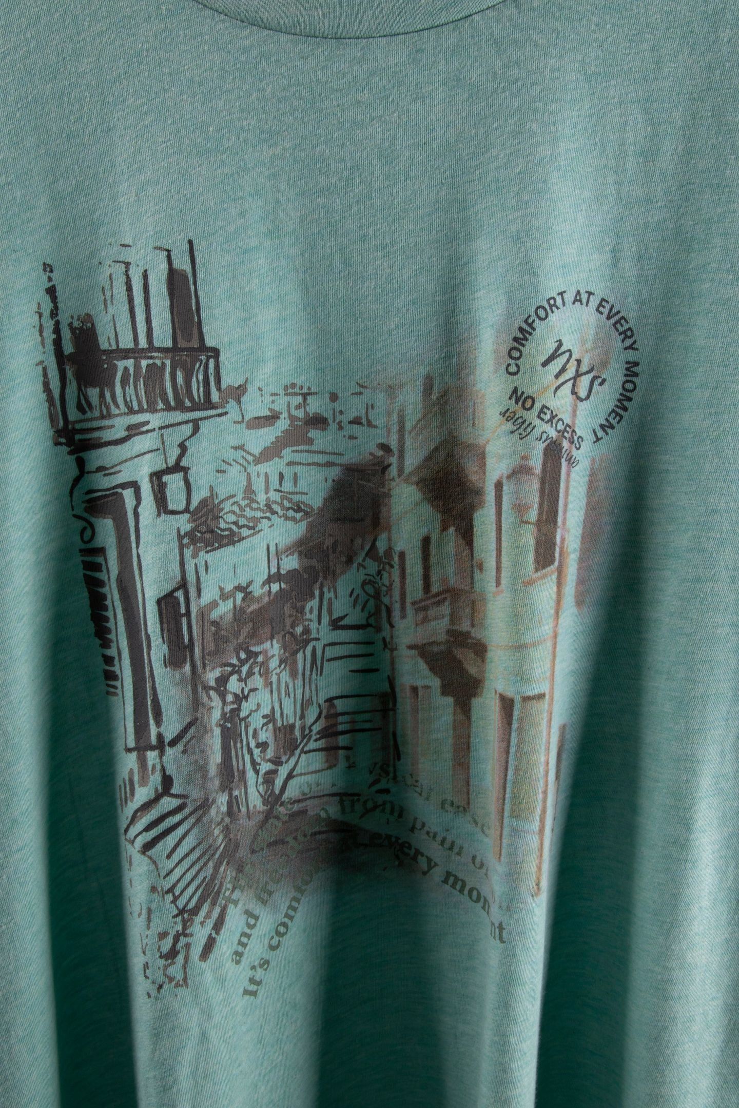 T-SHIRT CREWNECK MELANGE CHEST PRINT ICE 6