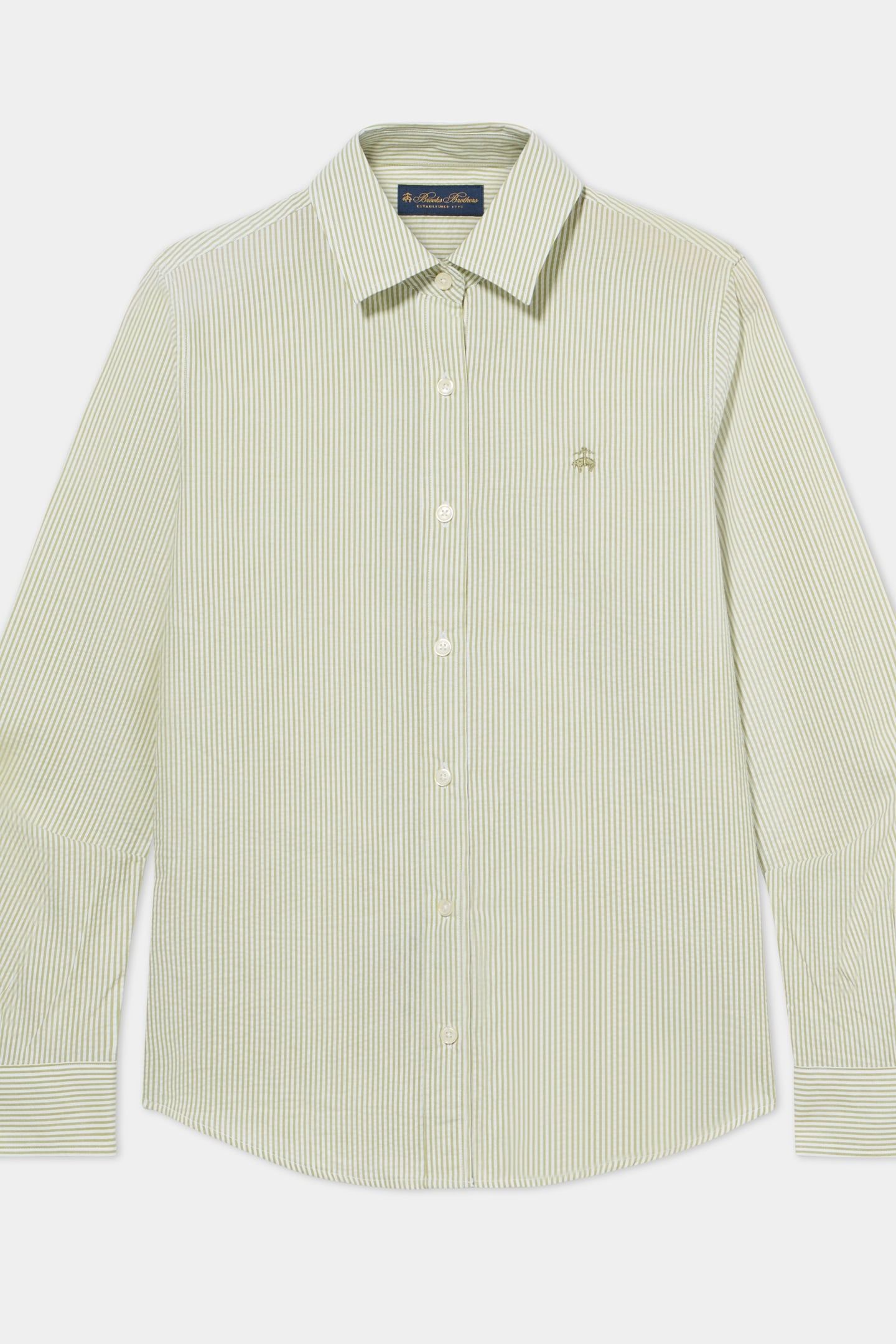 SEERSUCKER LOGOED SHIRT COTTON GREEN 3