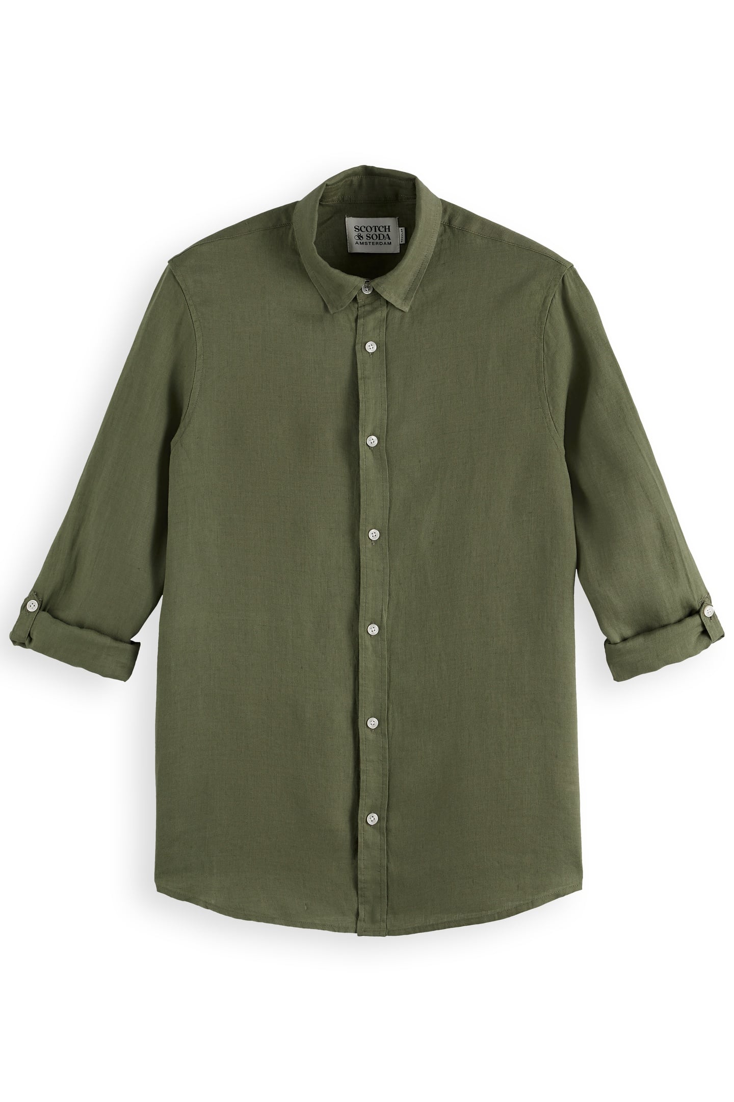 SEASONAL CORE - REGULAR FIT LINEN SHIRT ARMY 4