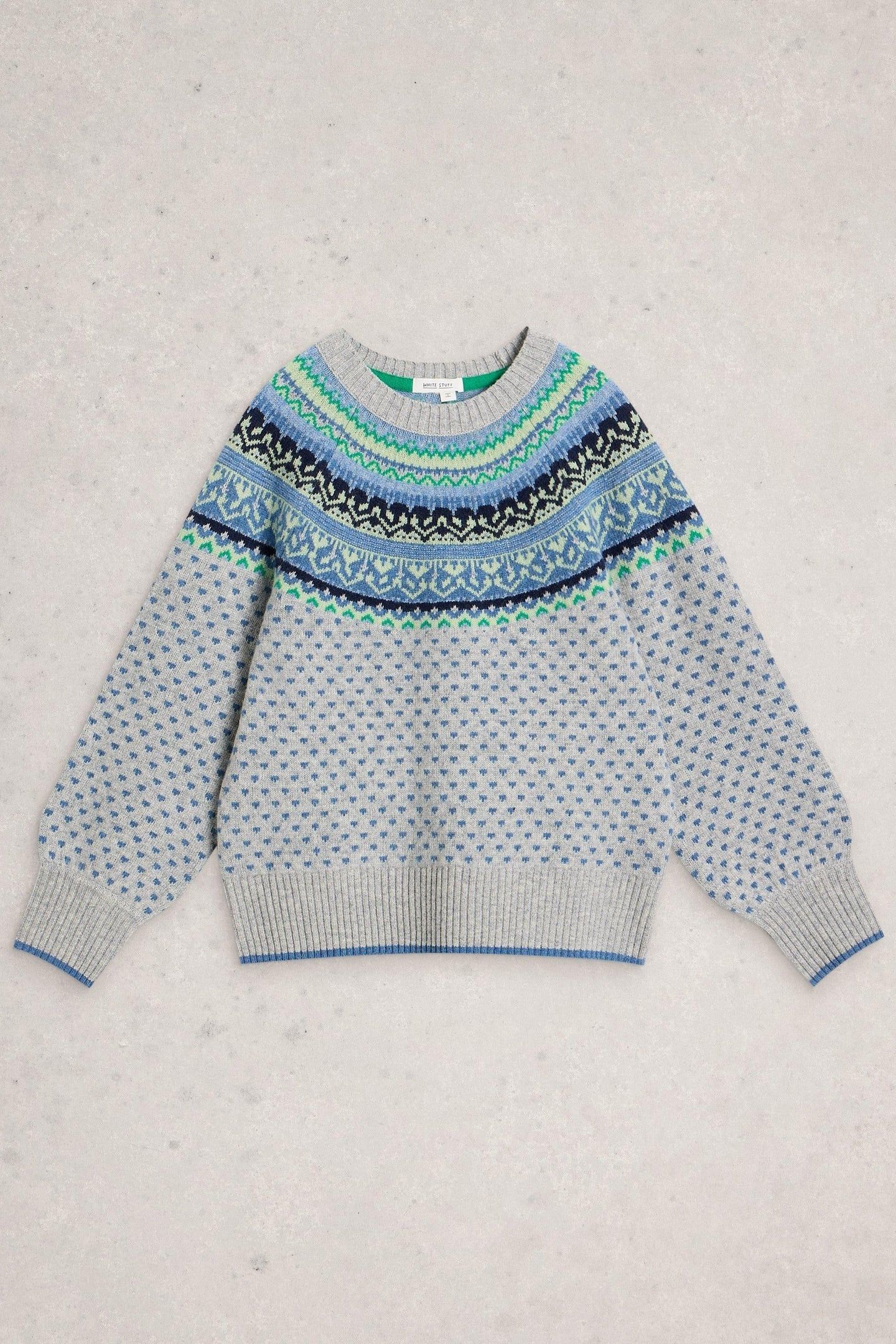 MINI HEART FAIRISLE JUMPER GREY MULTI 6
