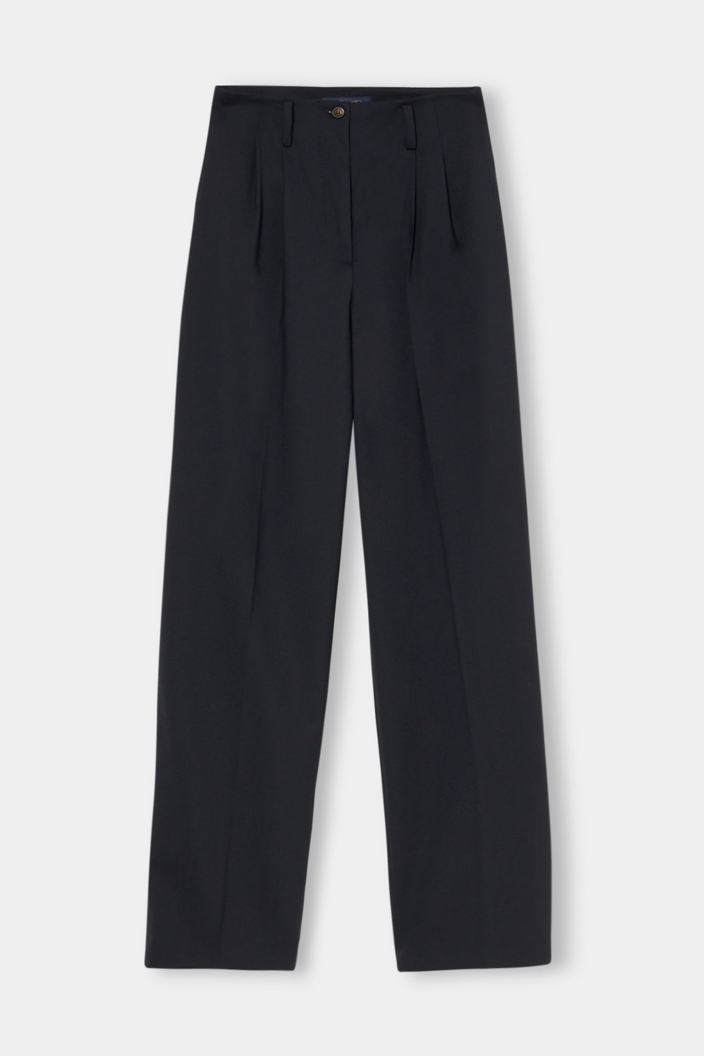 WOOL BLEND STRETCH PLEATED TROUSERS NAVY 4