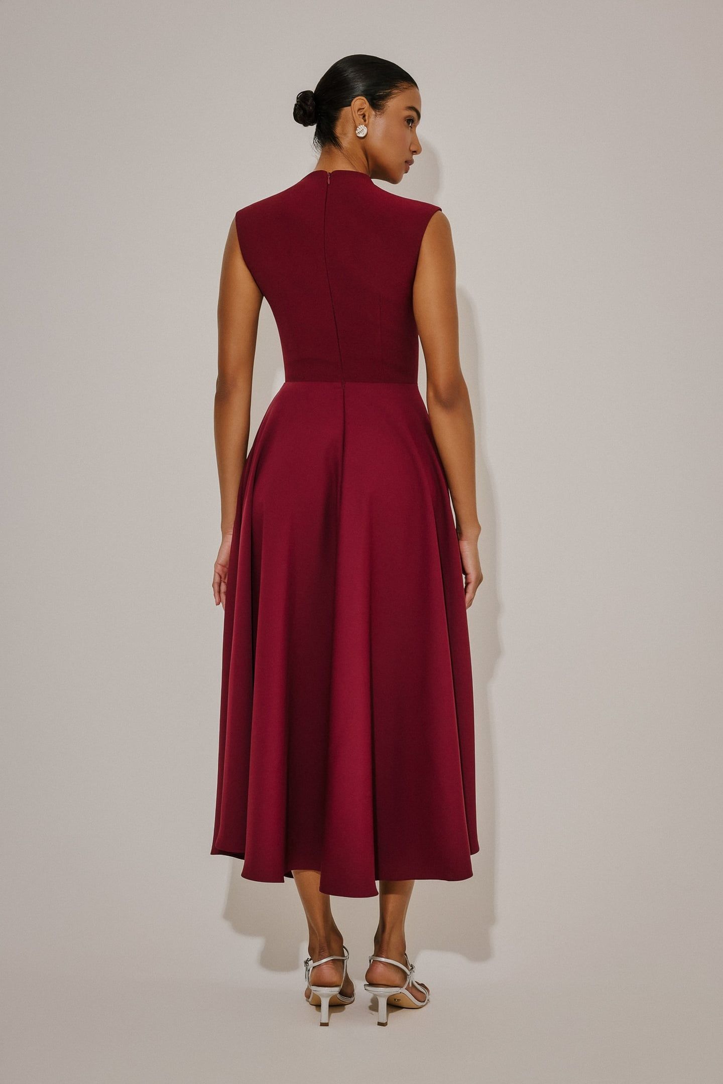 HIGH WAIST MIDI DRESS BORDEAUX 2