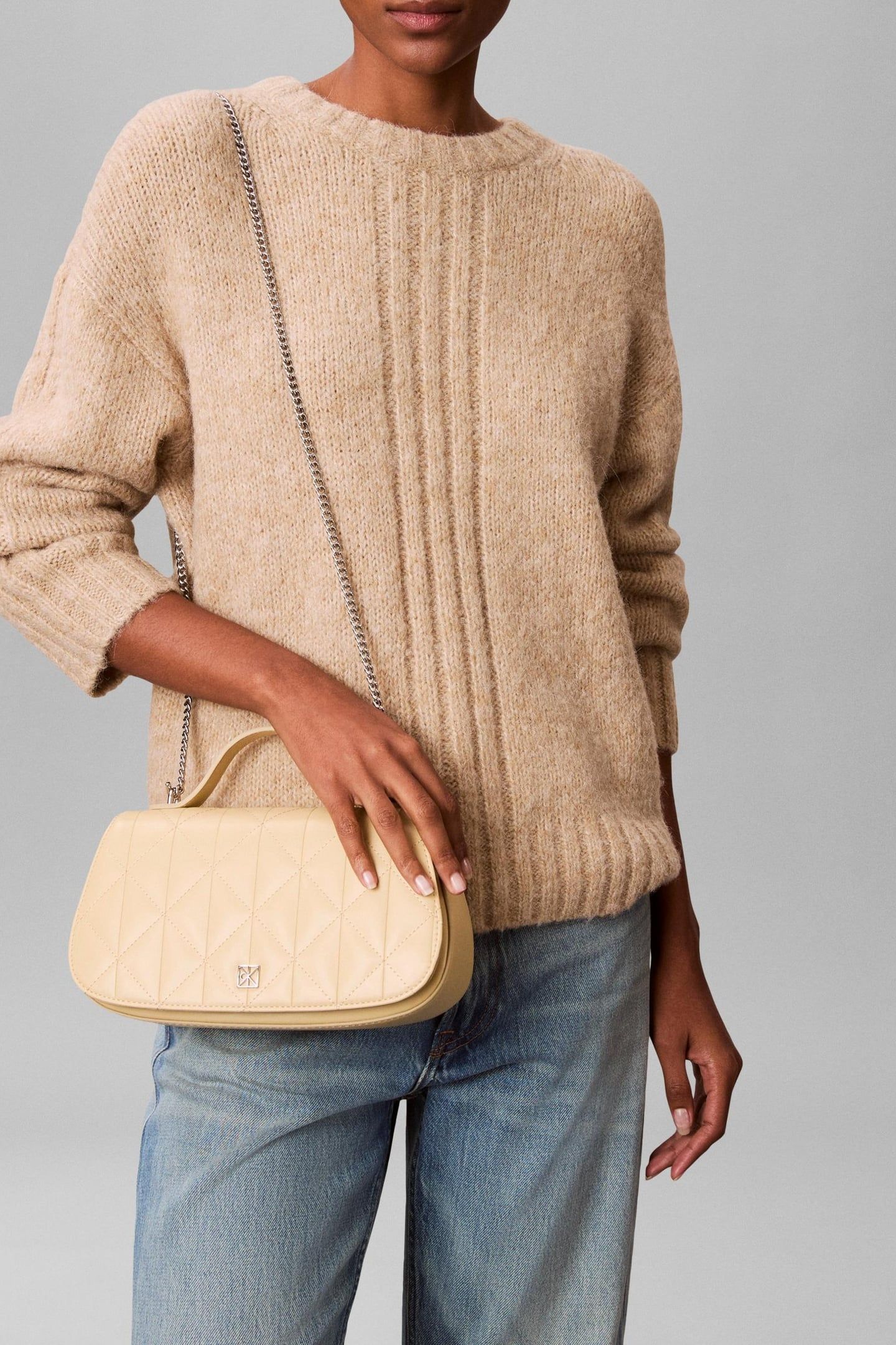 QUILTED TOP HANDLE BAG PARSNIP 1