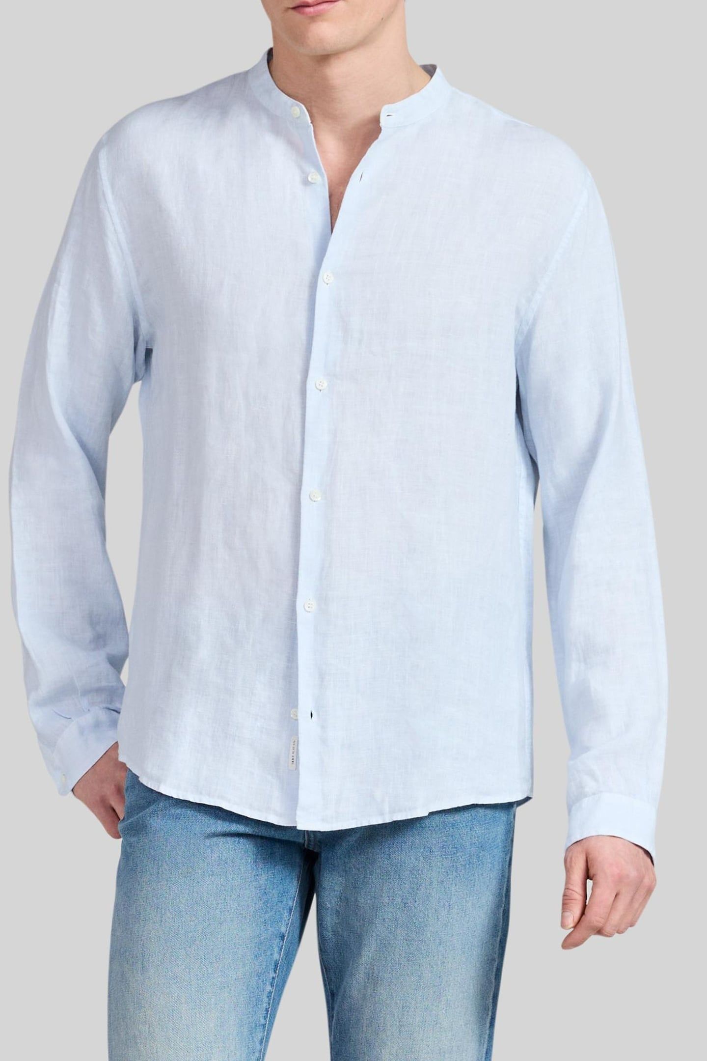 SKY PURE LINEN REGULAR SHIRT WITH MANDARIN COLLAR 2