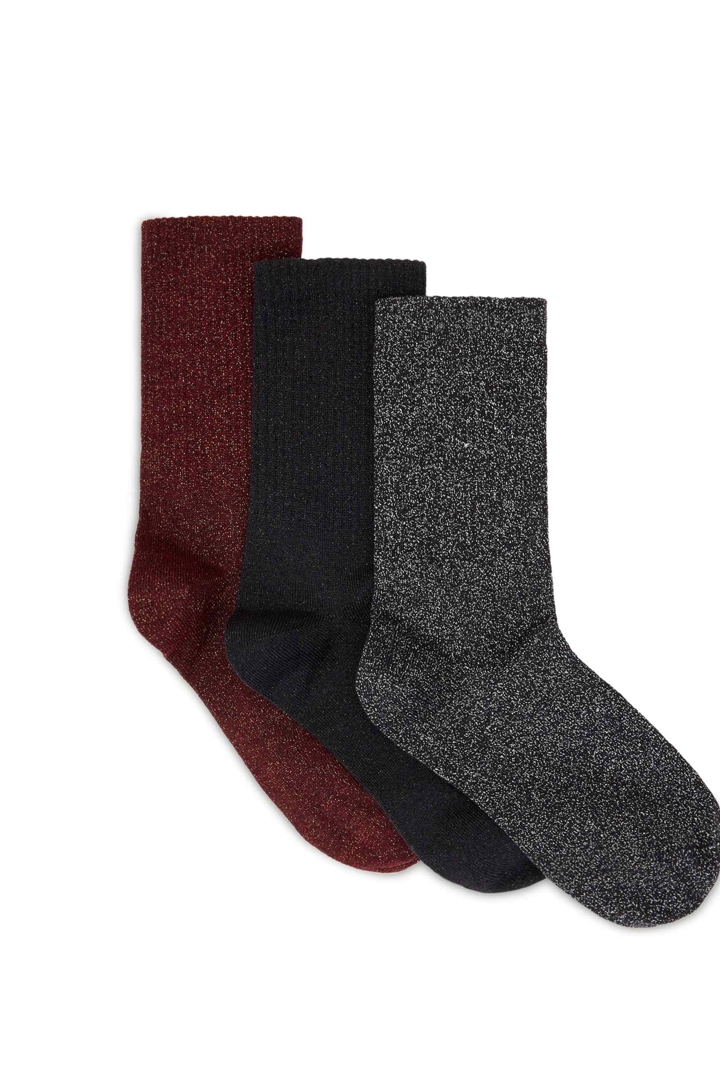 METALLIC SOCKS 3PK BLACK/MULTI 2
