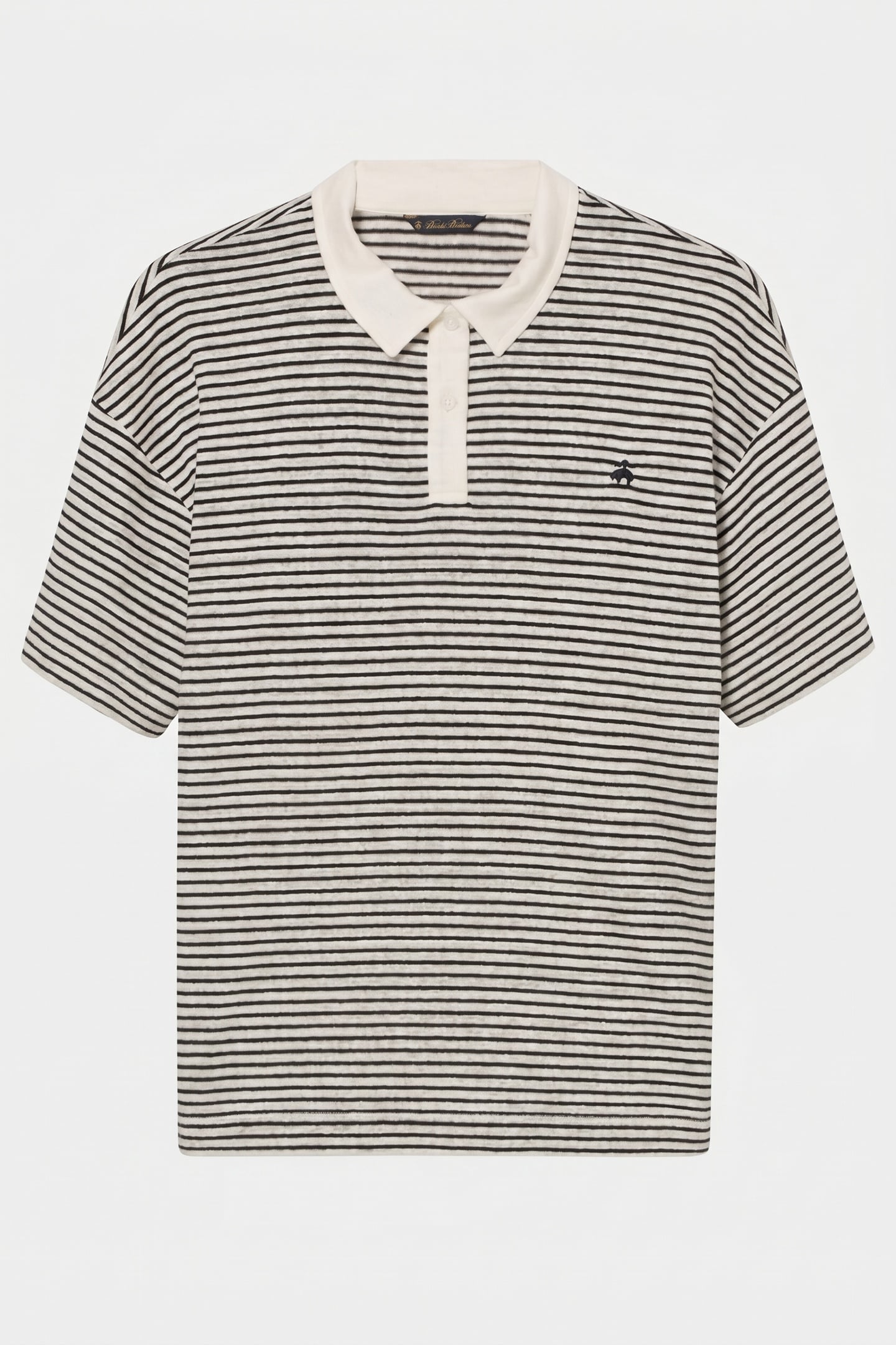 STRIPED LINEN-COTTON JERSEY POLO WITH LOGO WHITE 5
