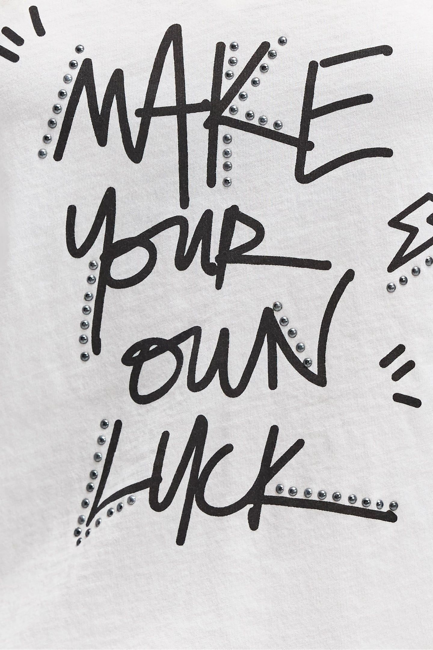 WHITE T-SHIRT WITH STUDDED SLOGAN 5