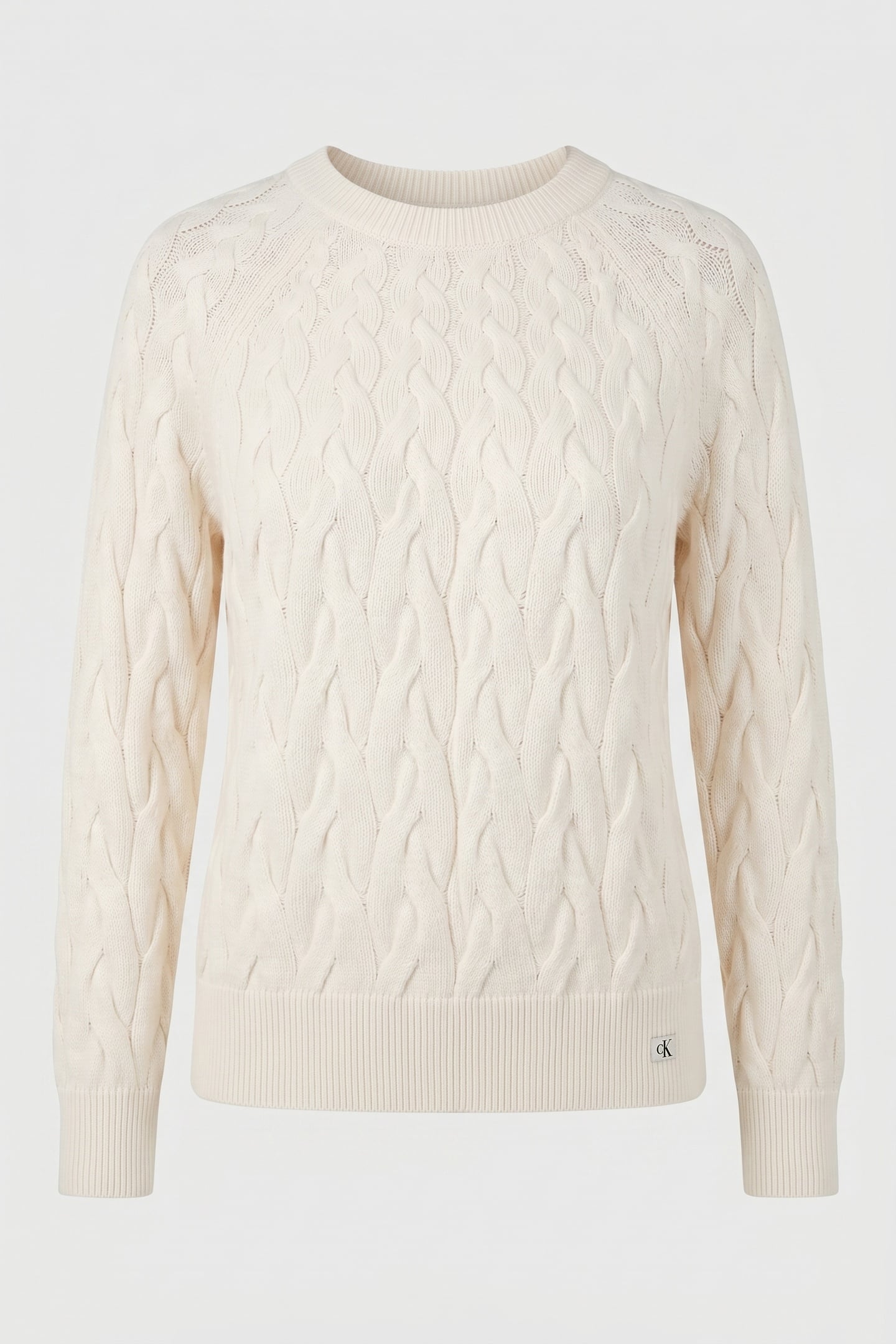 CABLE CREWNECK PULLOVER WHITE GREIGE 3
