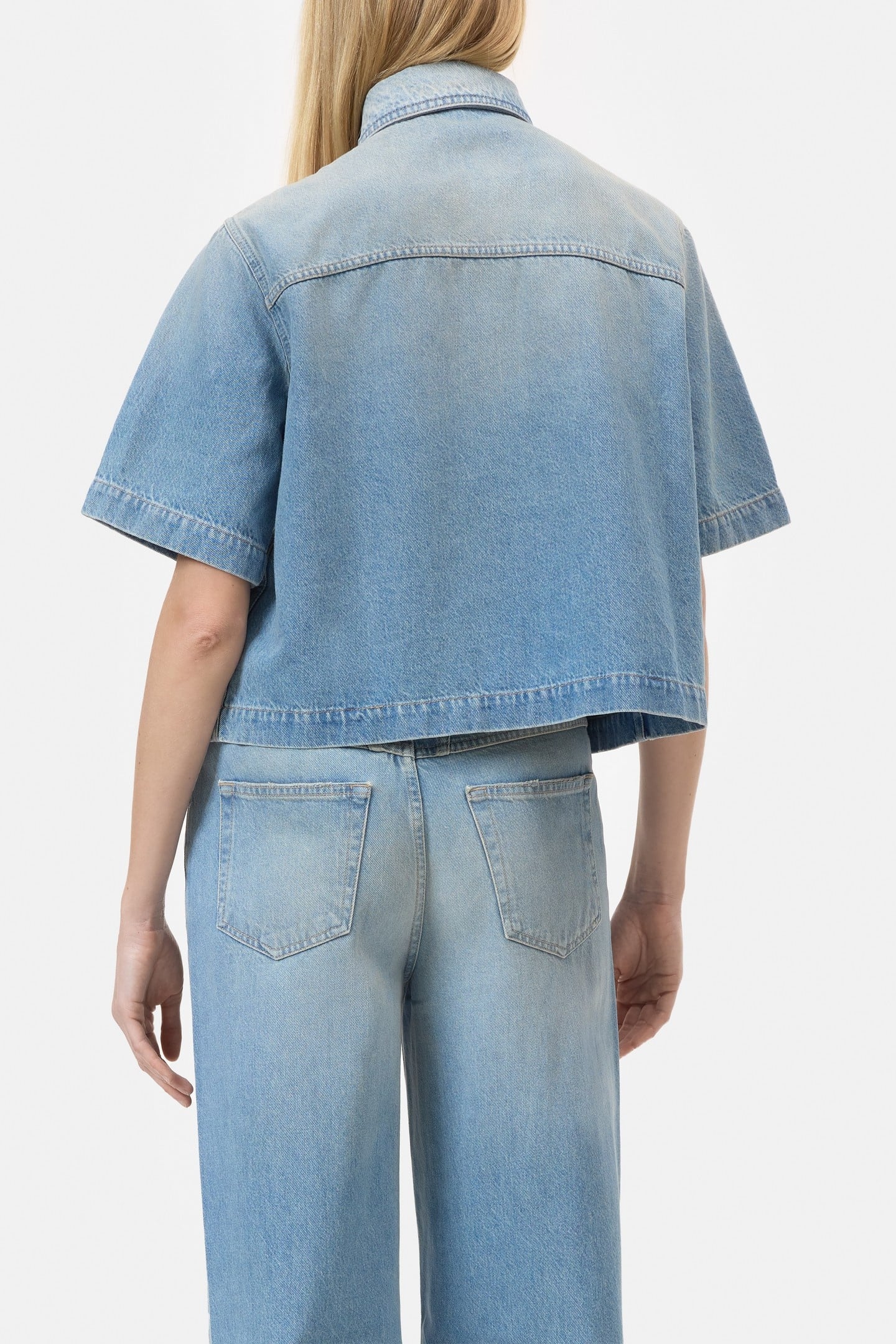 SHORT SLEEVE DENIM SHIRT LIGHT BLUE 3