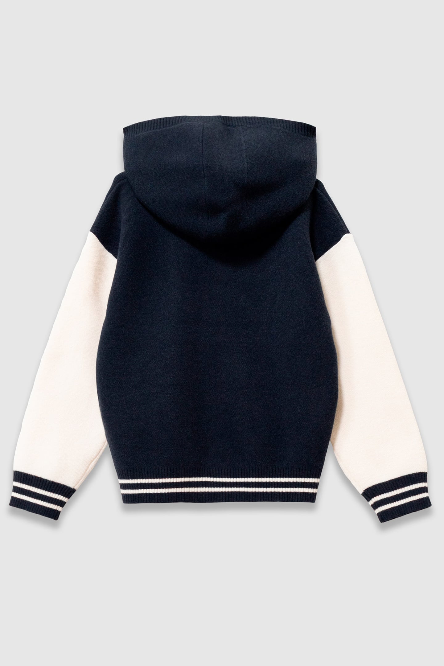 NAVY JACQUARD KNIT HOODIE MESSAGE 4