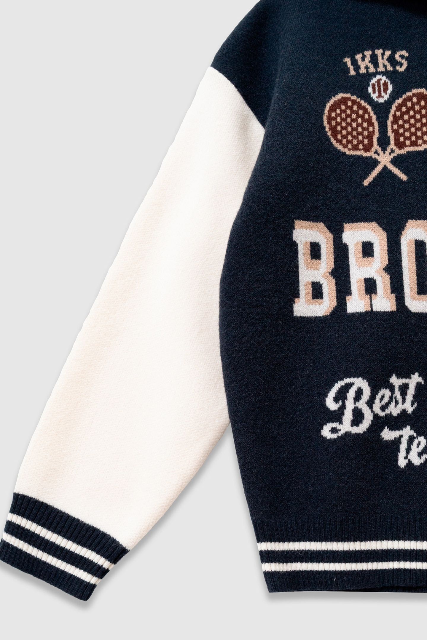 NAVY JACQUARD KNIT HOODIE MESSAGE 3