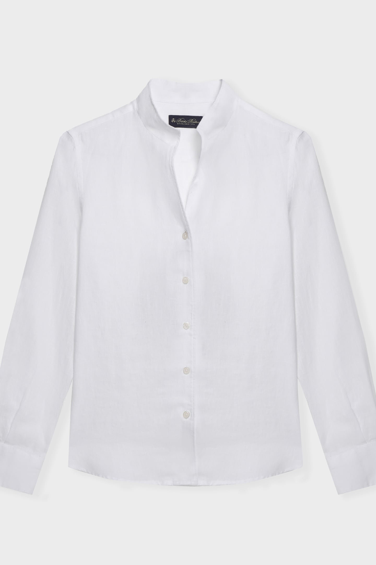 SLIM FIT LINEN SHIRT WITH STAND COLLAR WHITE 3