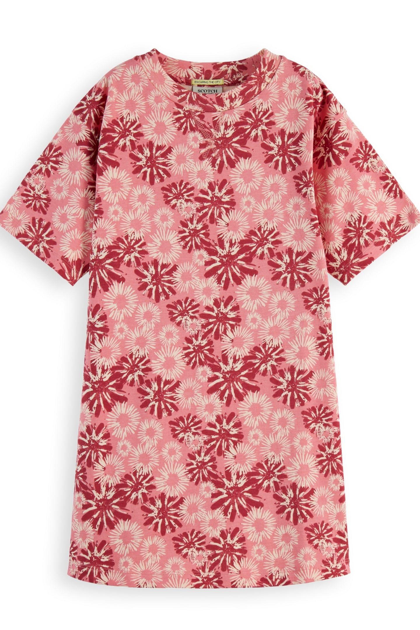 GIRL SHORT-SLEEVED FLORAL PRINTED T-SHIRT DRESS ABSTRACT FLO 1