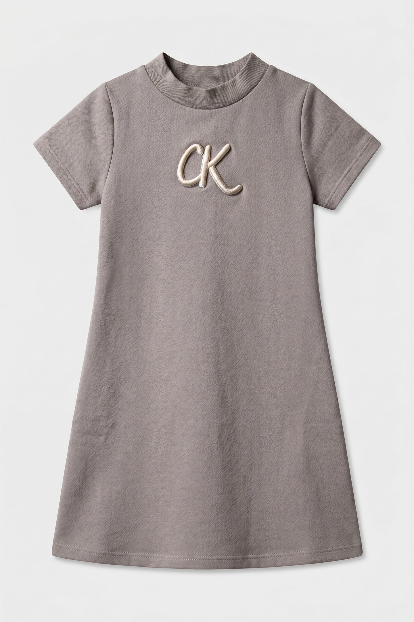 GIRLS METALLIC PRINT LS DRESS MOURNING DOVE 2