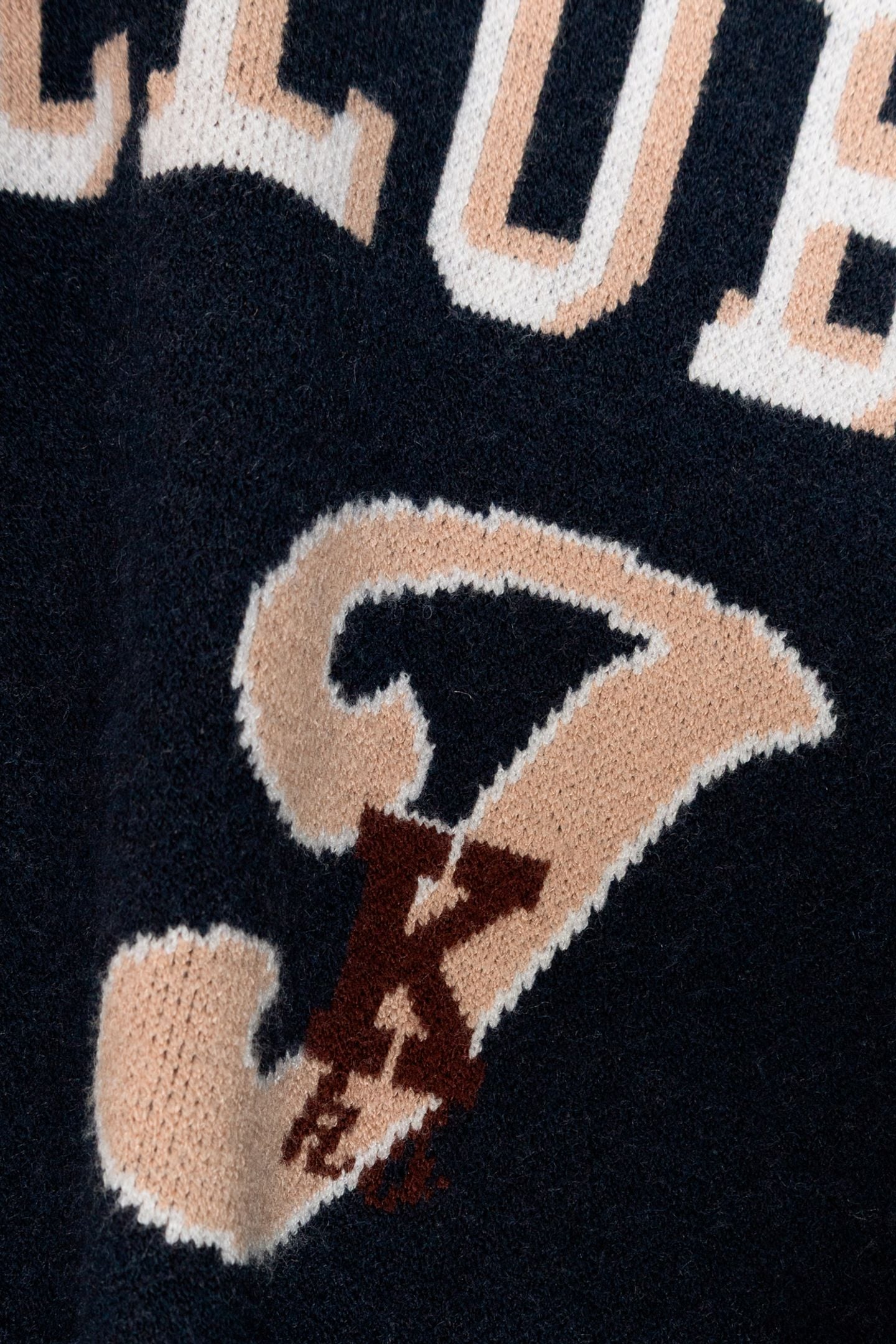 NAVY JACQUARD KNIT HOODIE MESSAGE 5