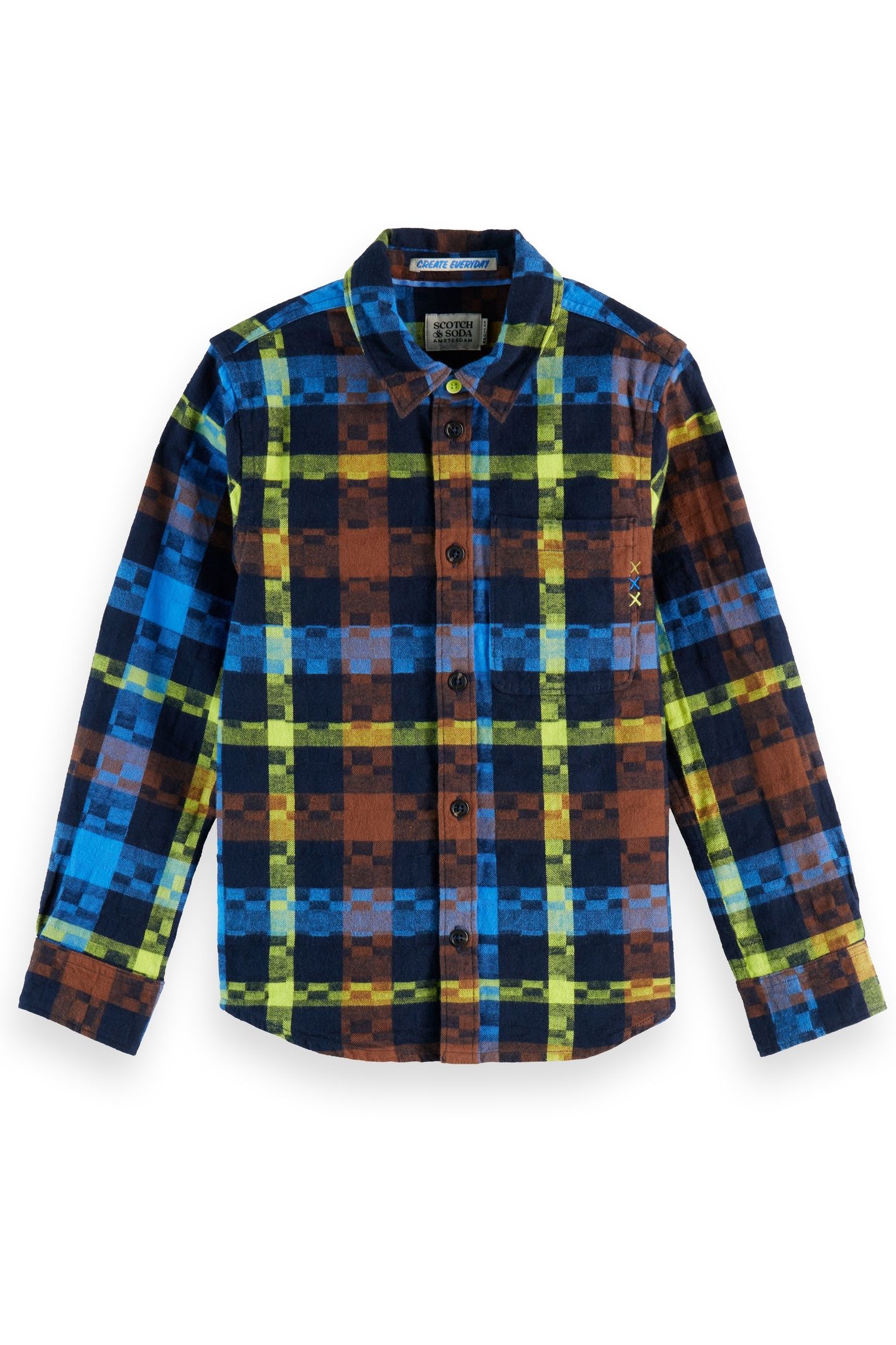 BOY FLANNEL CHECKED SHIRT CAMPANULA/ SKY CAPTAIN/ LIMEAID CH 1