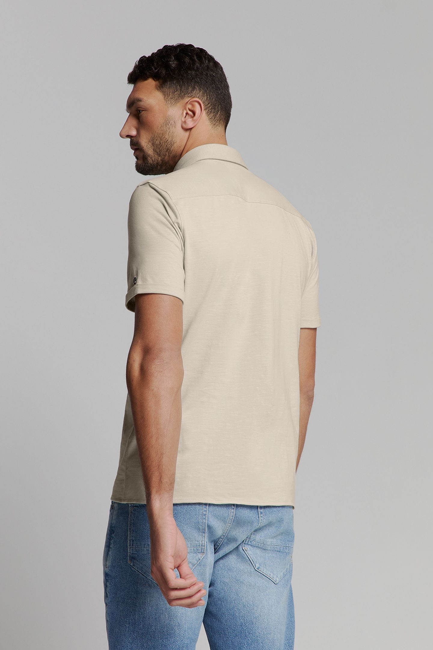 SHIRT SHORT SLEEVE SLUB JERSEY STRETCH CEMENT 4