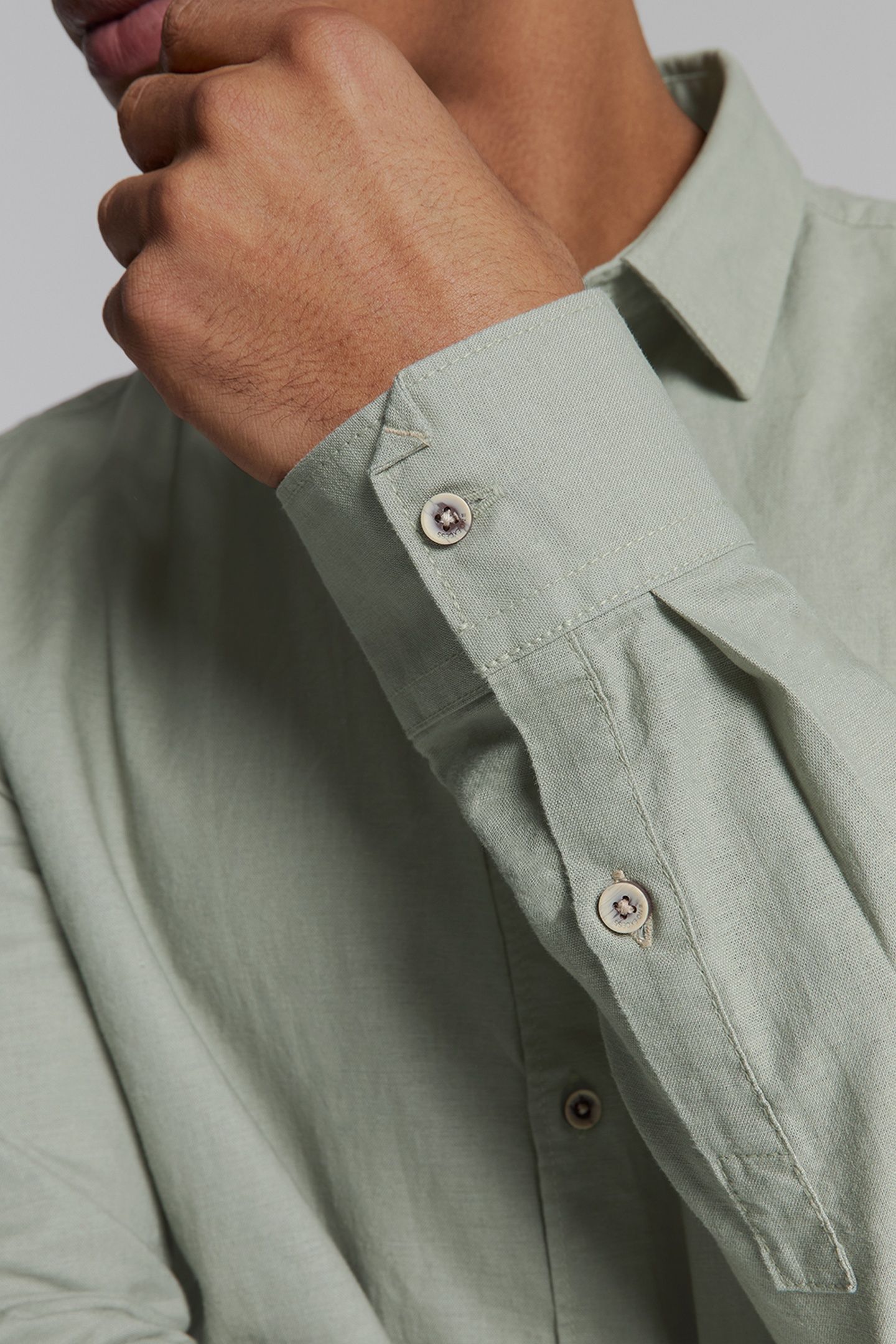 SHIRT SOLID WITH LINEN LIGHT ARMY 7
