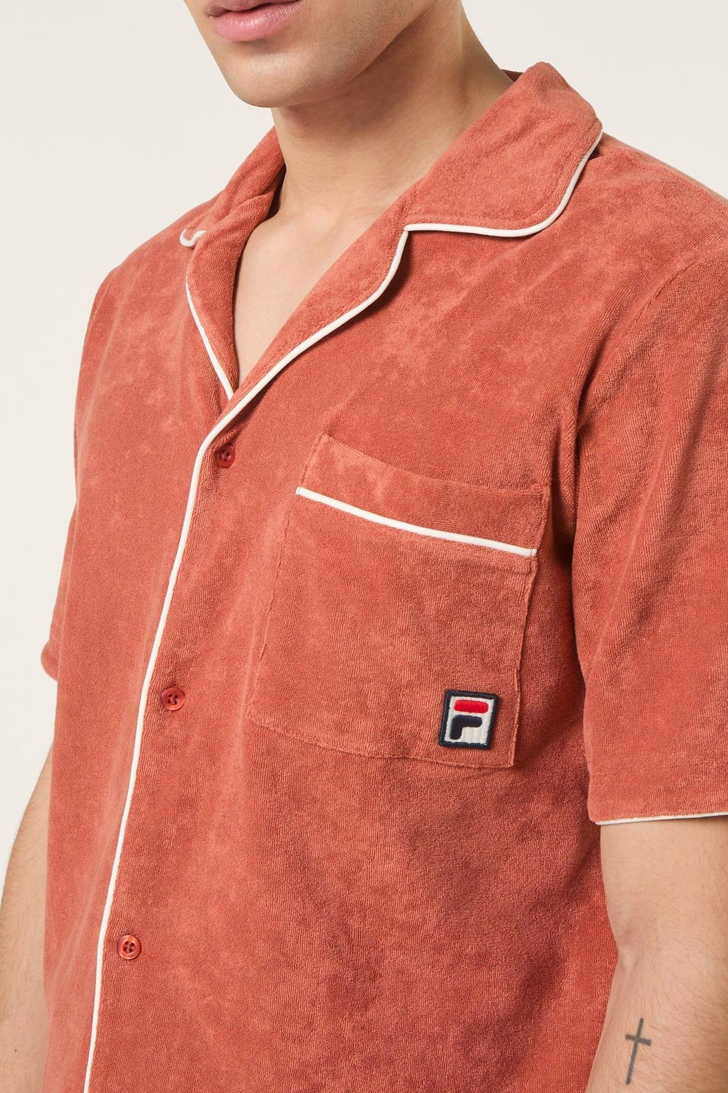 EMPOLI RELAXED TOWELLING RESORT SHIRT ETRUSCAN RED 4