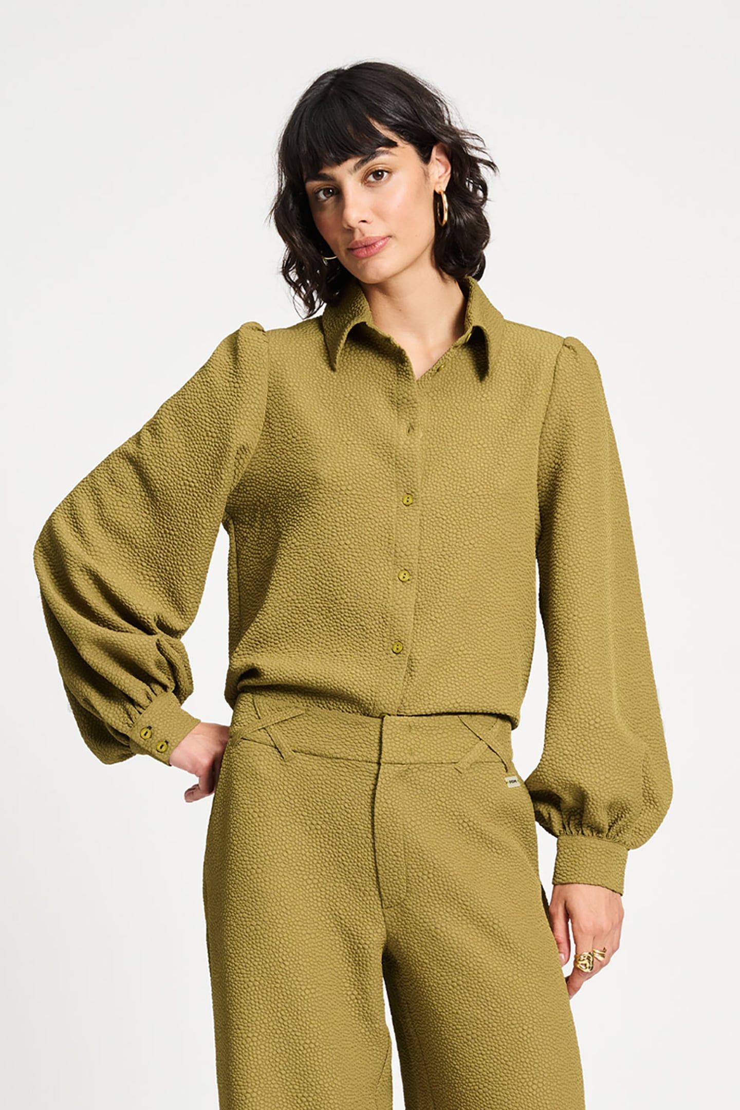 BLOUSE - BUBBLE FRESH OLIVE BROWN 1