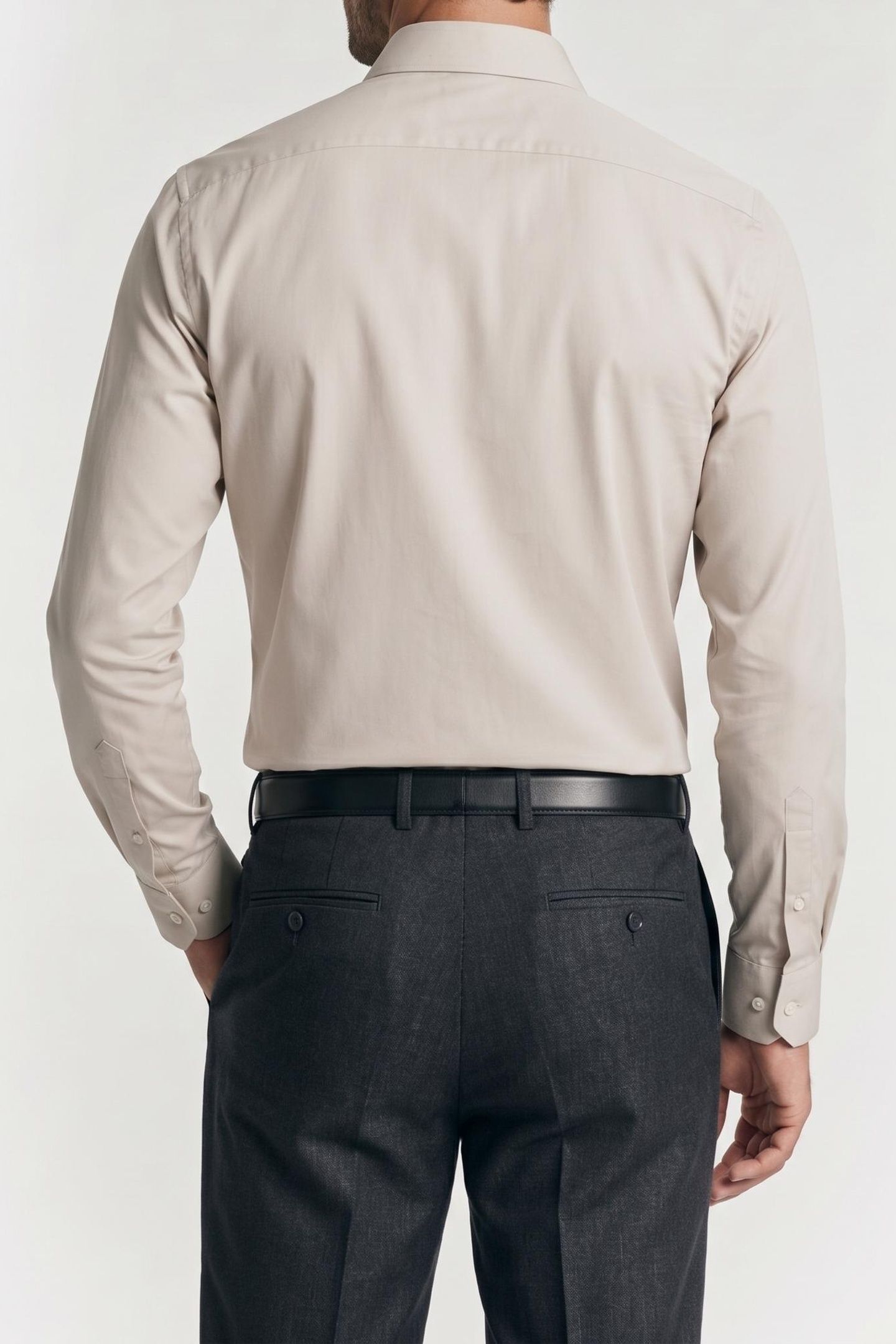 MENS S/C TAILORED FIT SHIRT GREY BEIGE 4