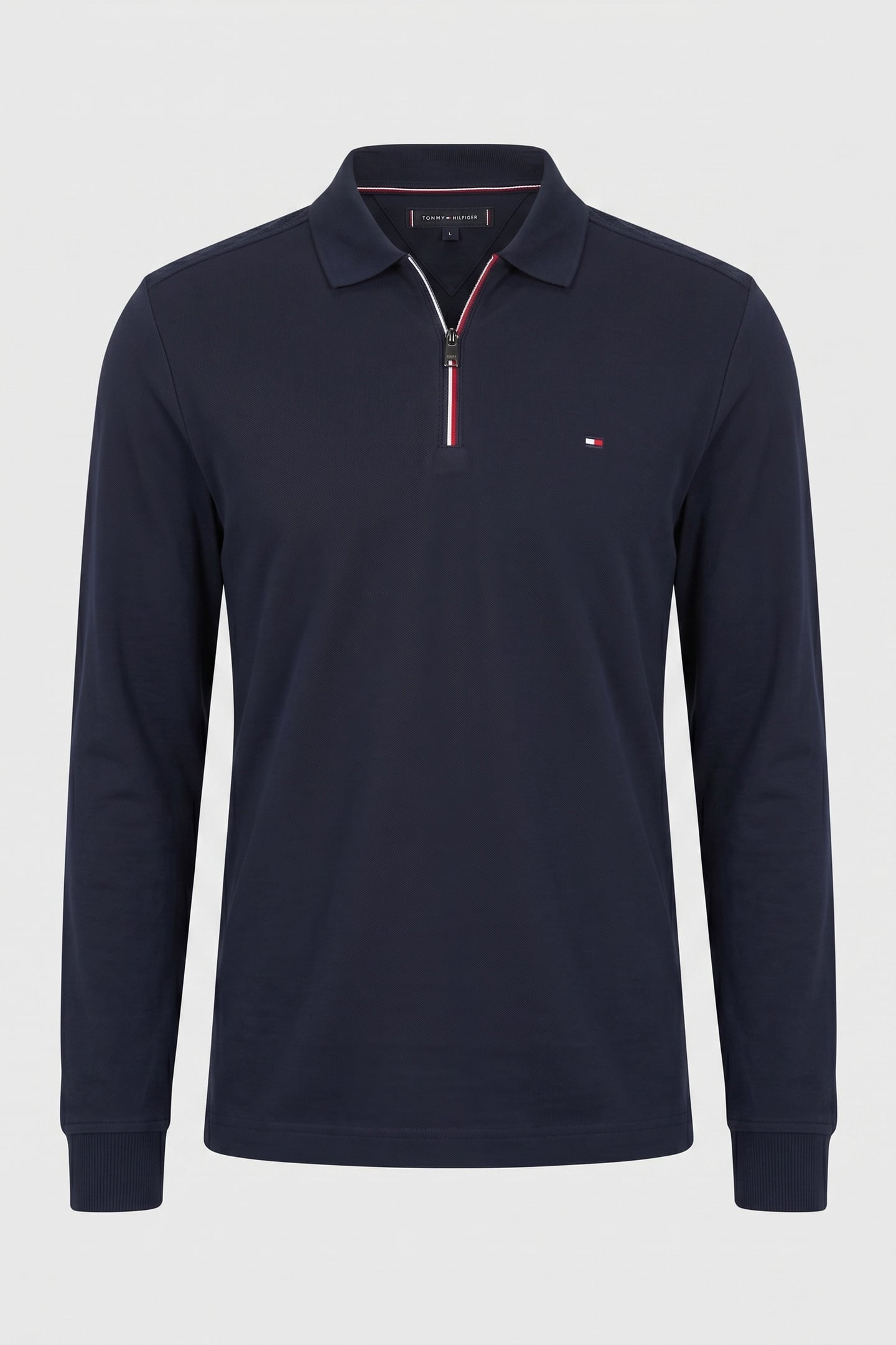 FLUID COTTON FLAG EMBROIDERY ZIP POLO SHIRT DESERT SKY 3