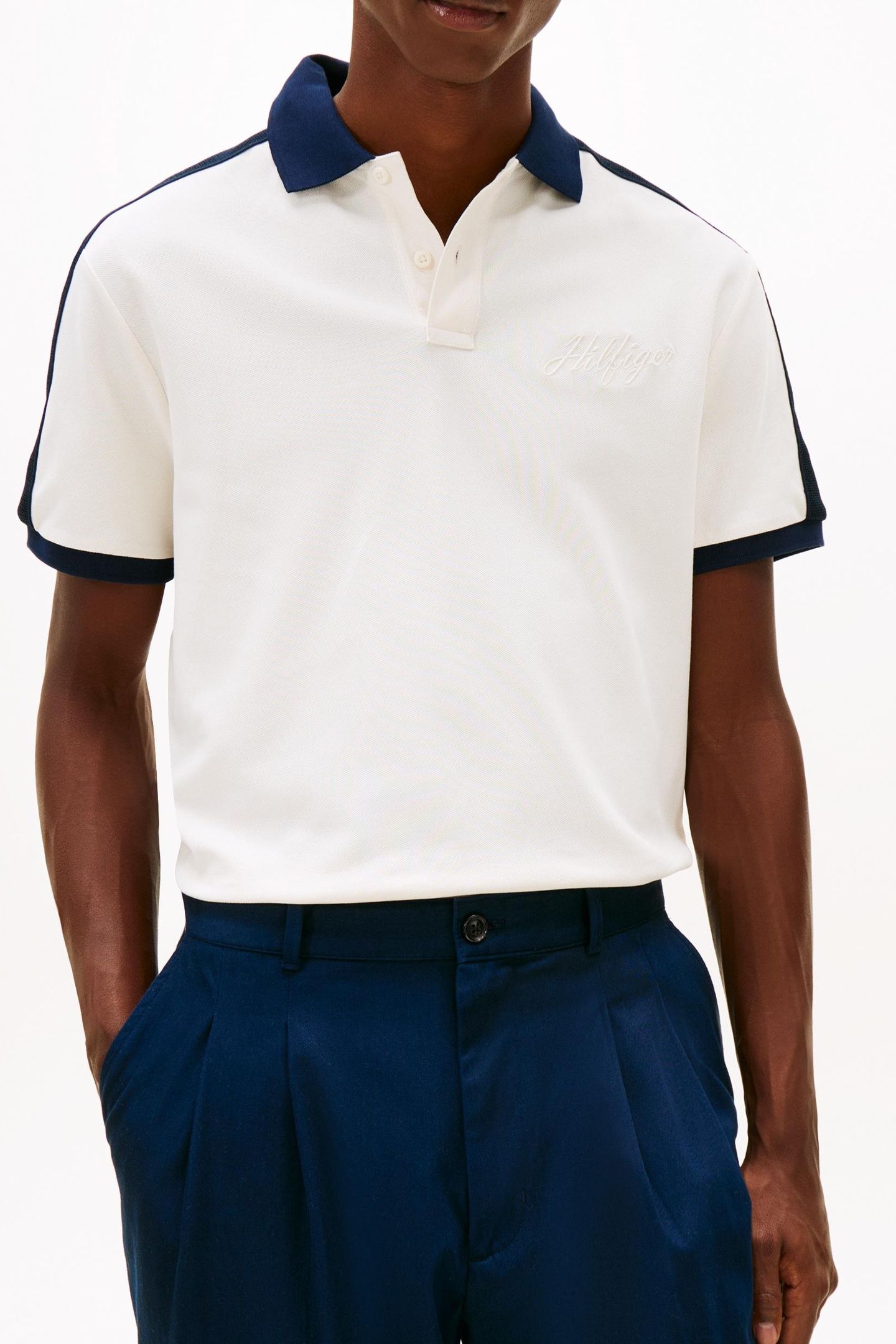 MESH DETAIL CLASSIC POLO IVORY PETAL 2