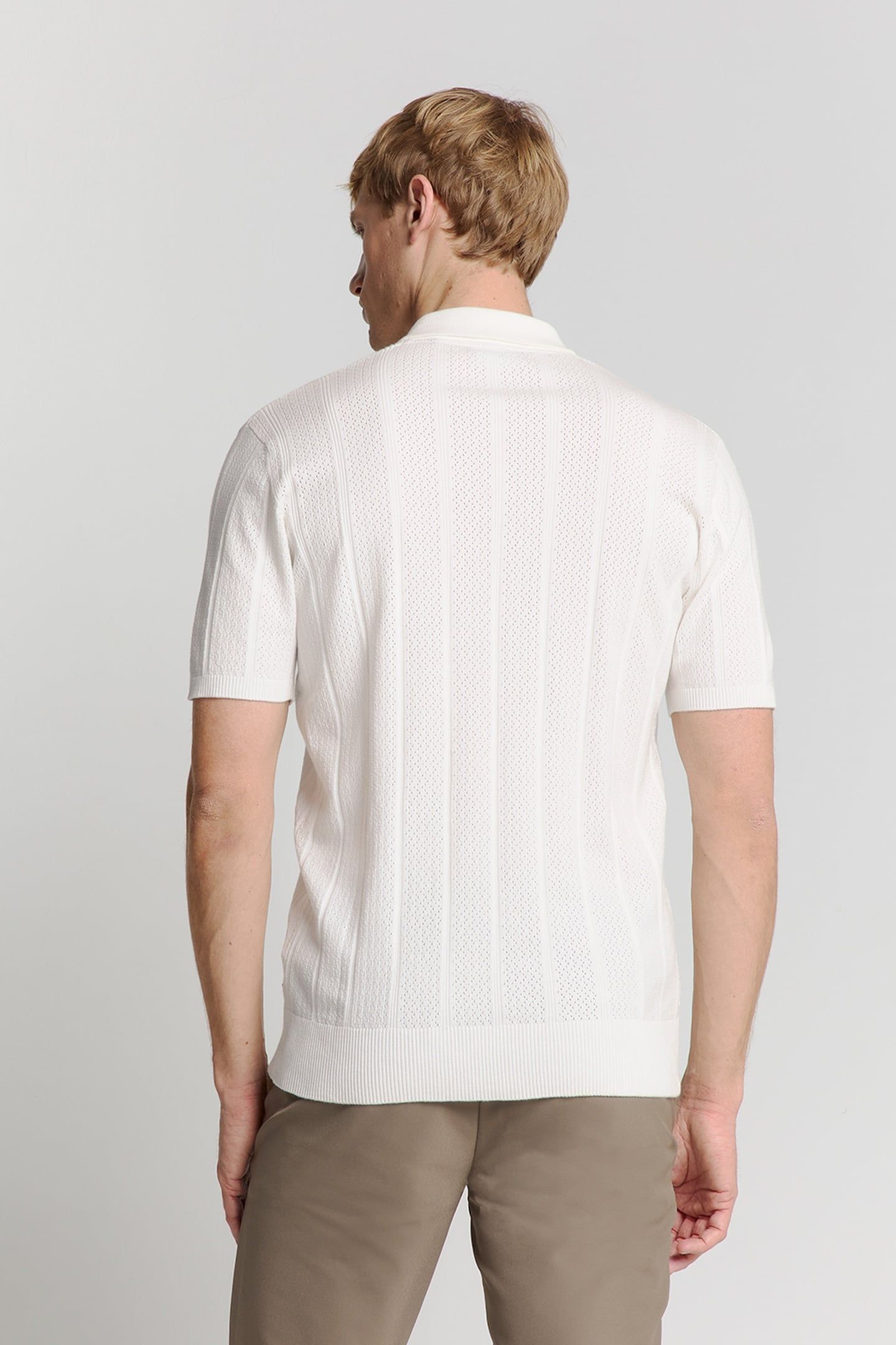 PULLOVER SHORT SLEEVE POLO BUTTON SOLID JACQUARD OFFWHITE 3