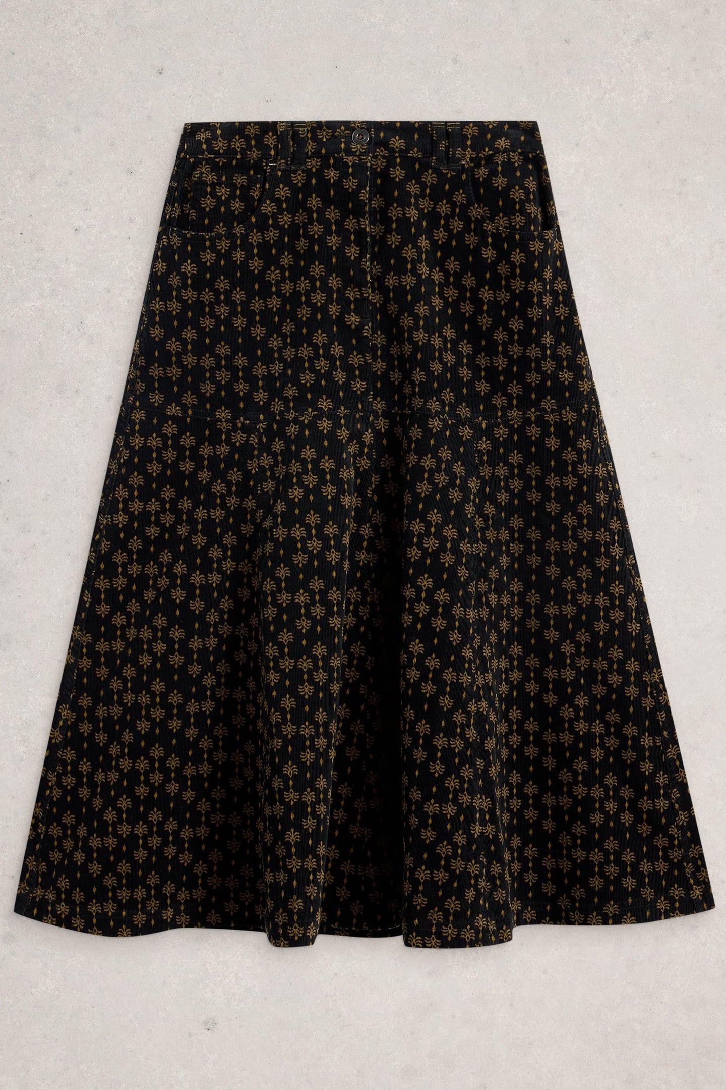 QUINN CORD MIDI SKIRT BLACK MULTI 5