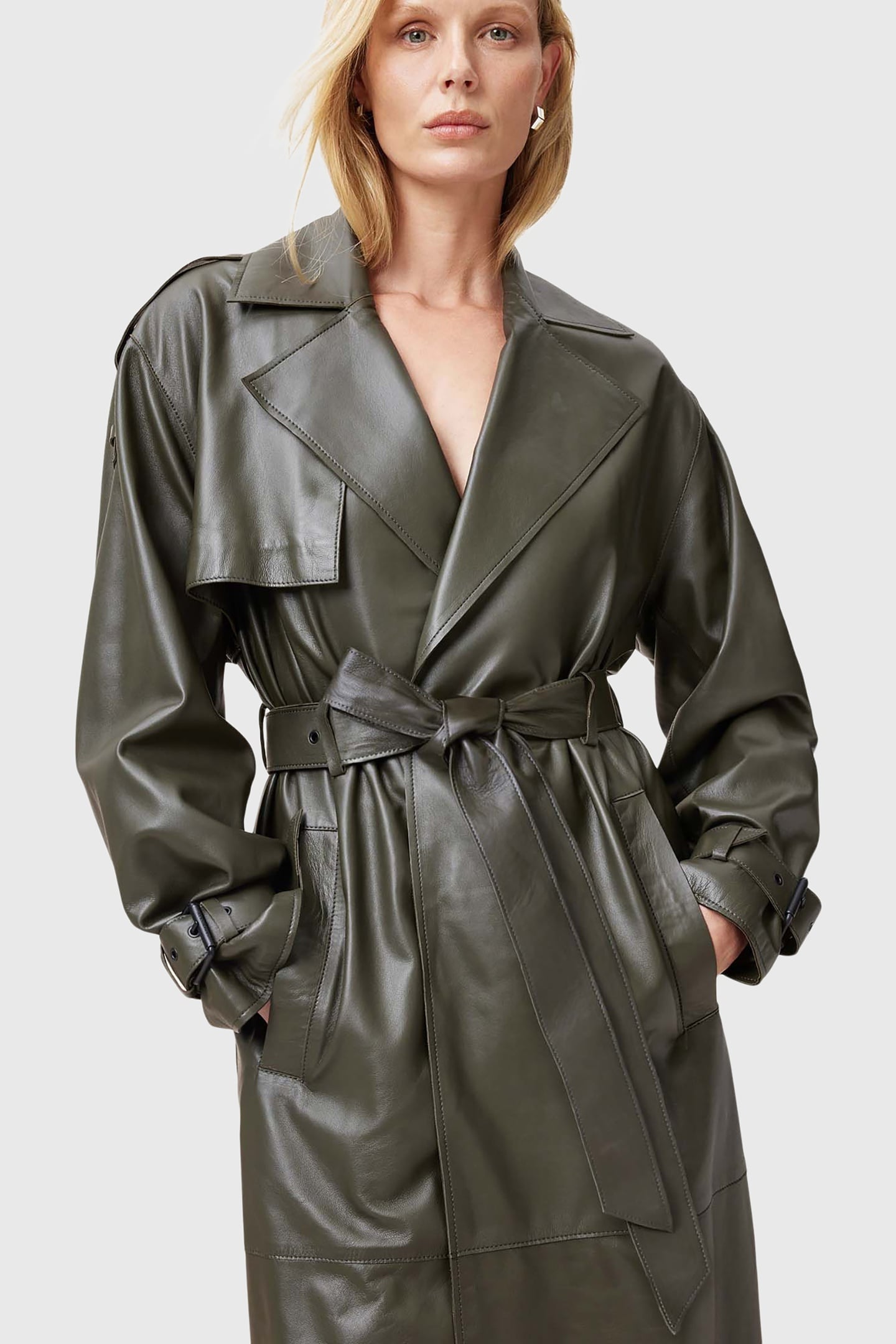 INEZ TRENCH KHAKI GREEN 2