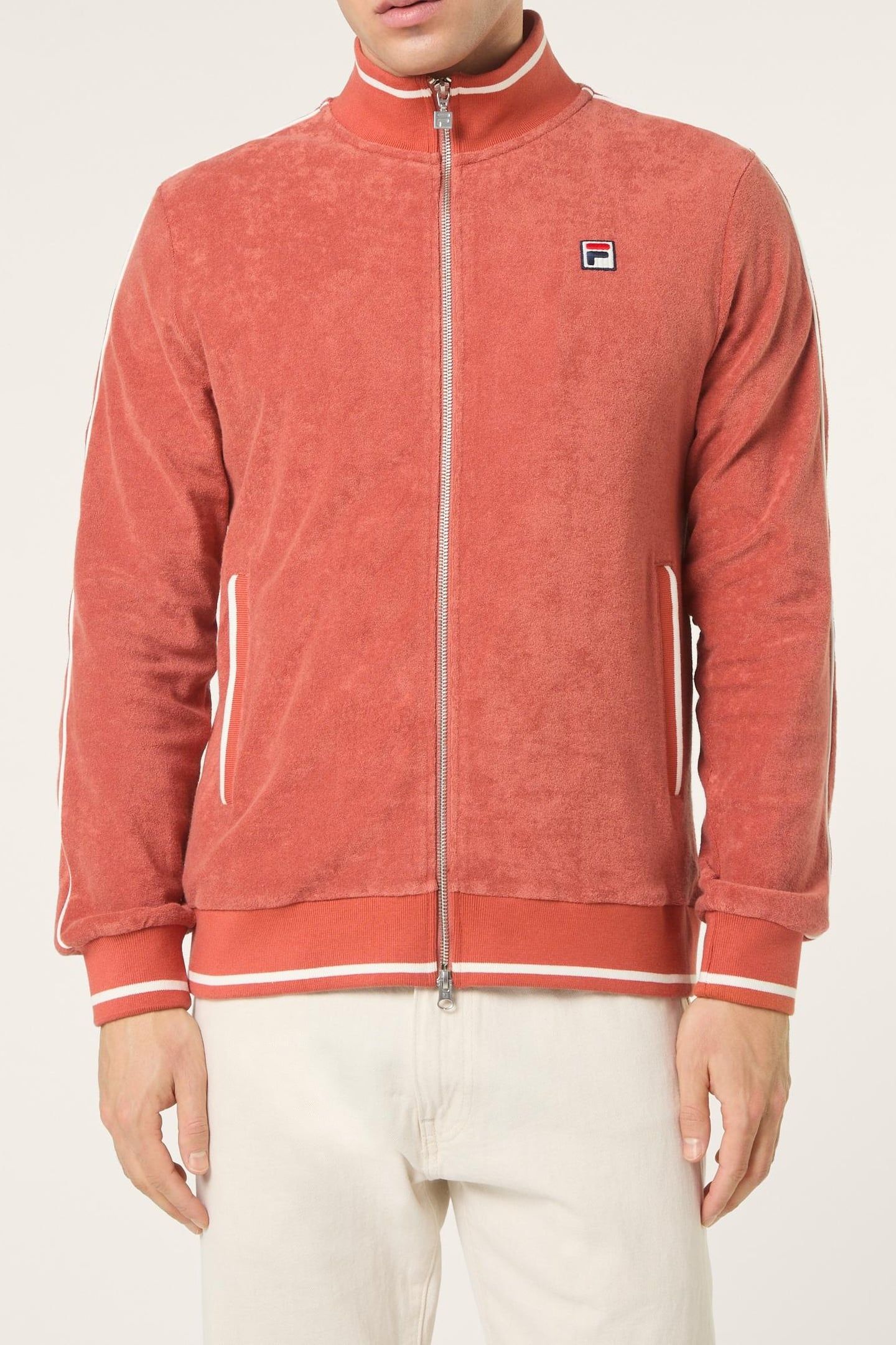 TAVARNUZZE REGULAR TOWELLING TRACK JACKET ETRUSCAN RED 1