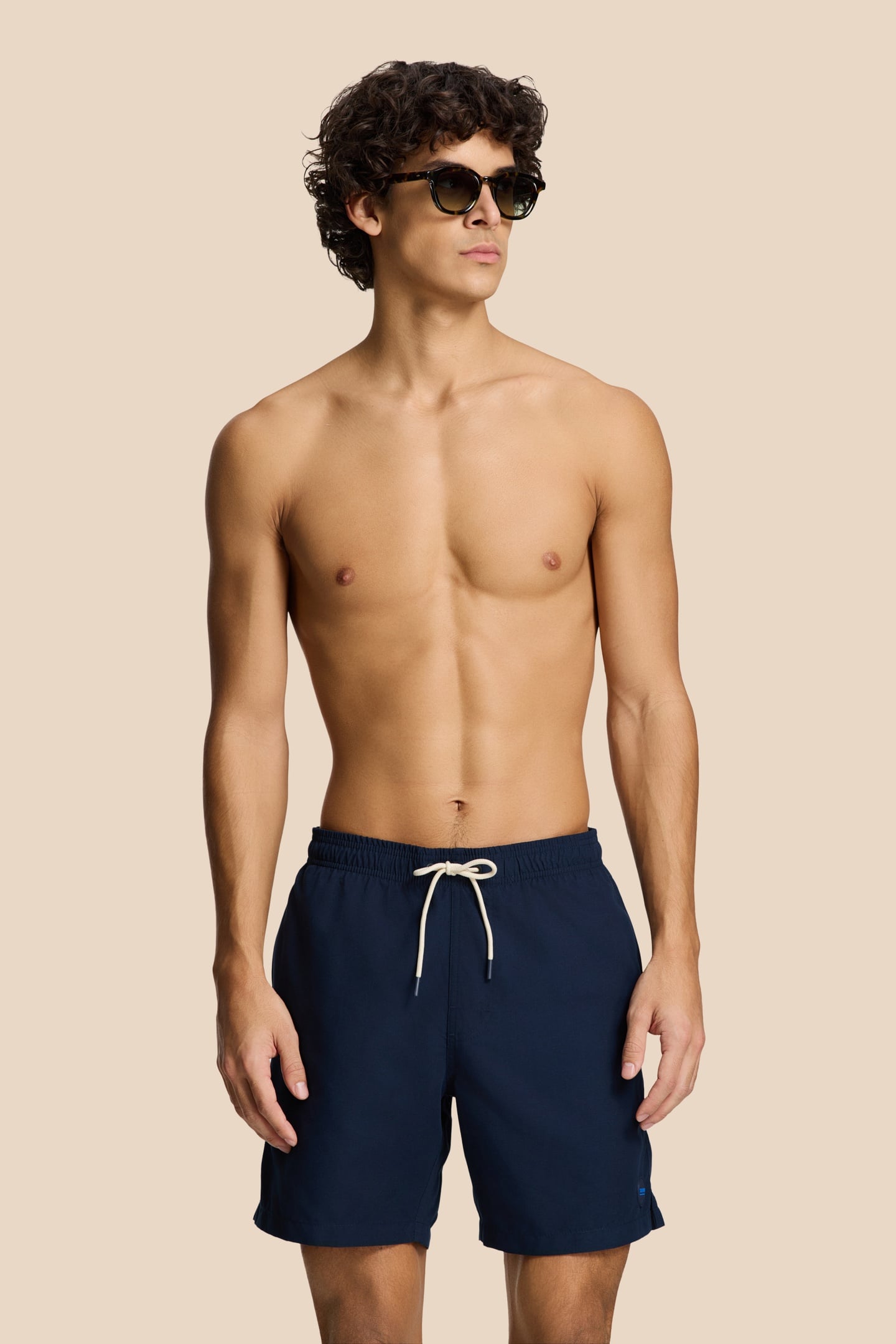 MEN MIKE SWIM SHORTS 7 INCH SOLID BLUE DARK NAVY 2
