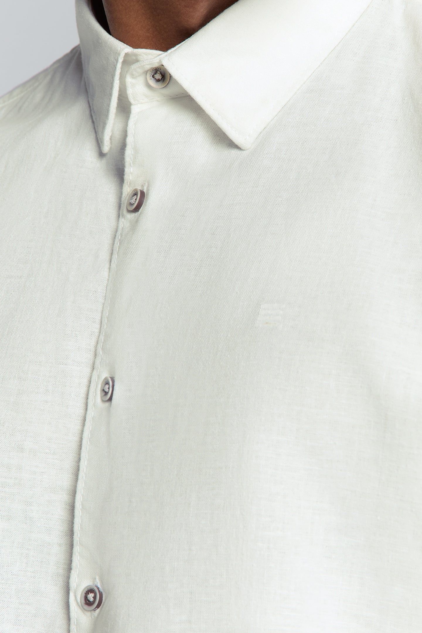 SHIRT SOLID WITH LINEN WHITE 6