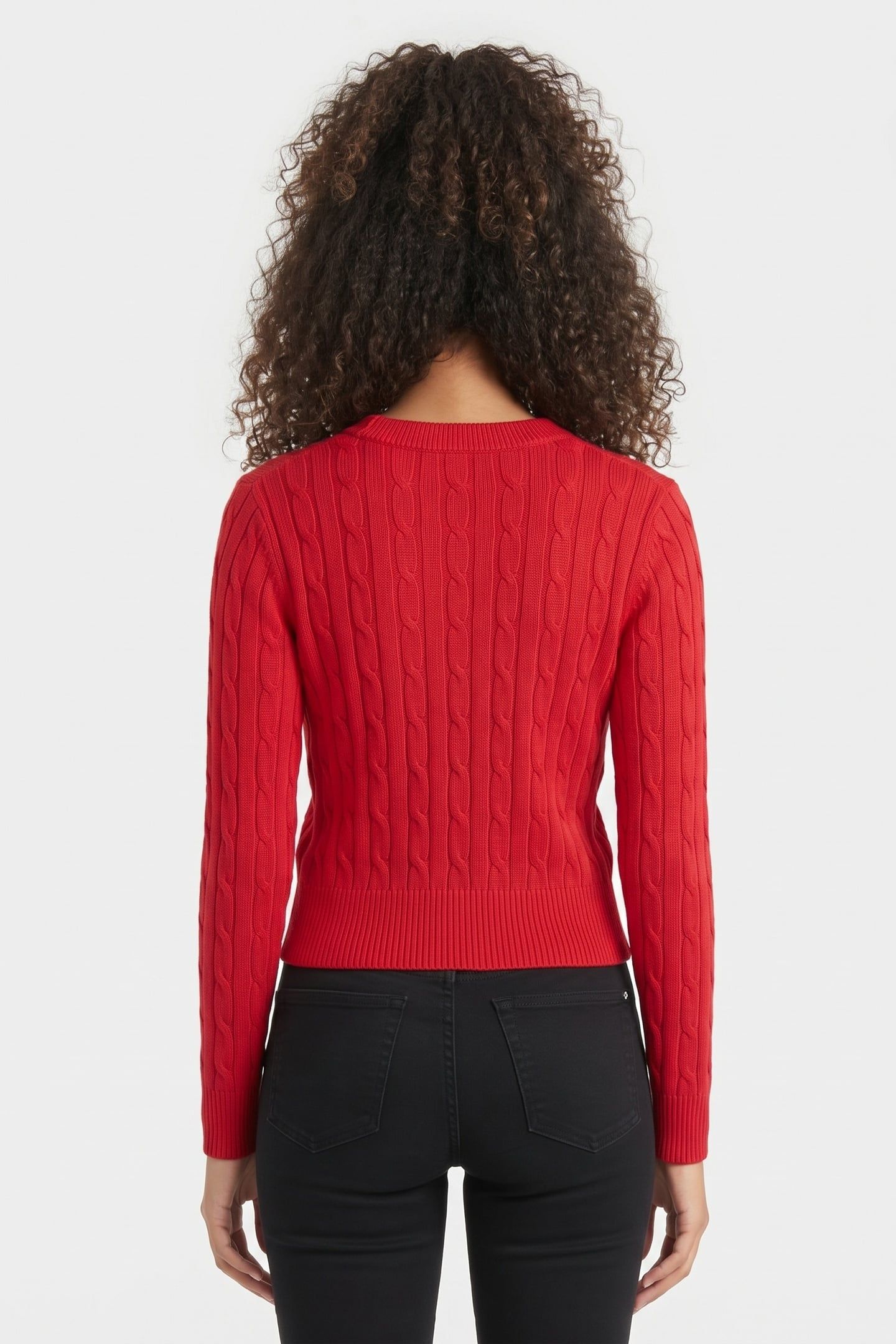 COTTON CABLE MID CREW NECK PRIMARY RED 2