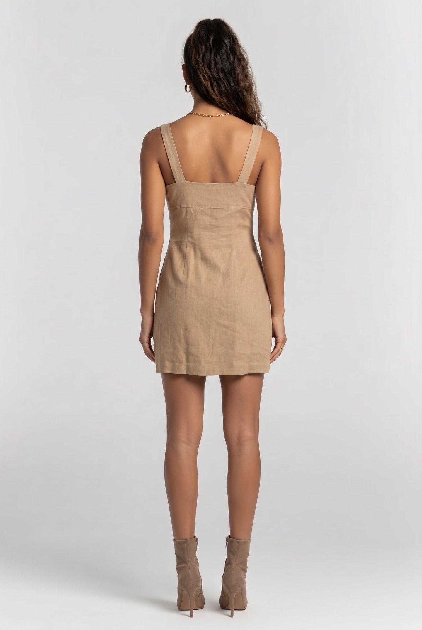 LINEN MINI DRESS SAND 2