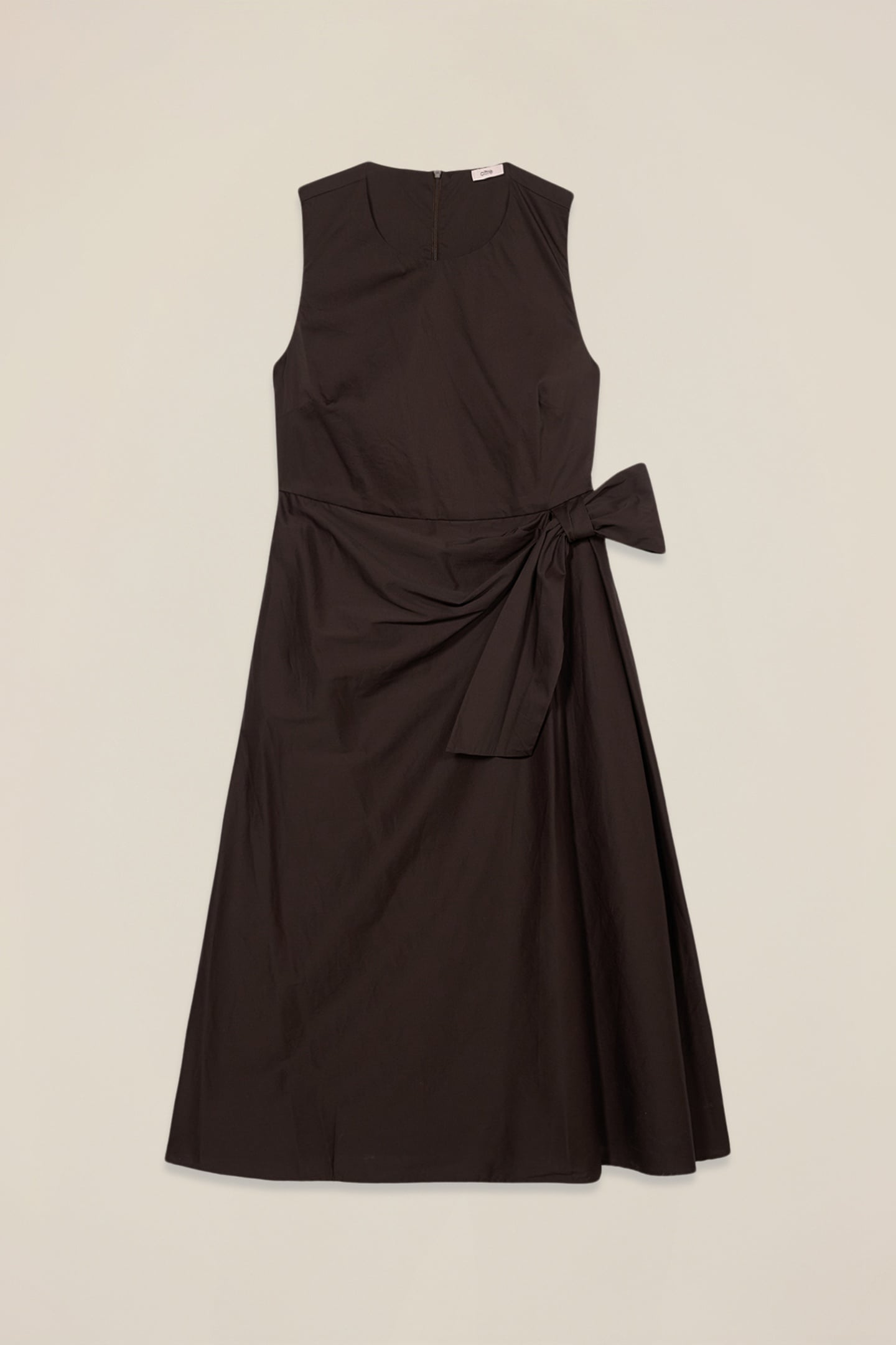 MIDI DRESS WITH SIDE BOW BROWN 3