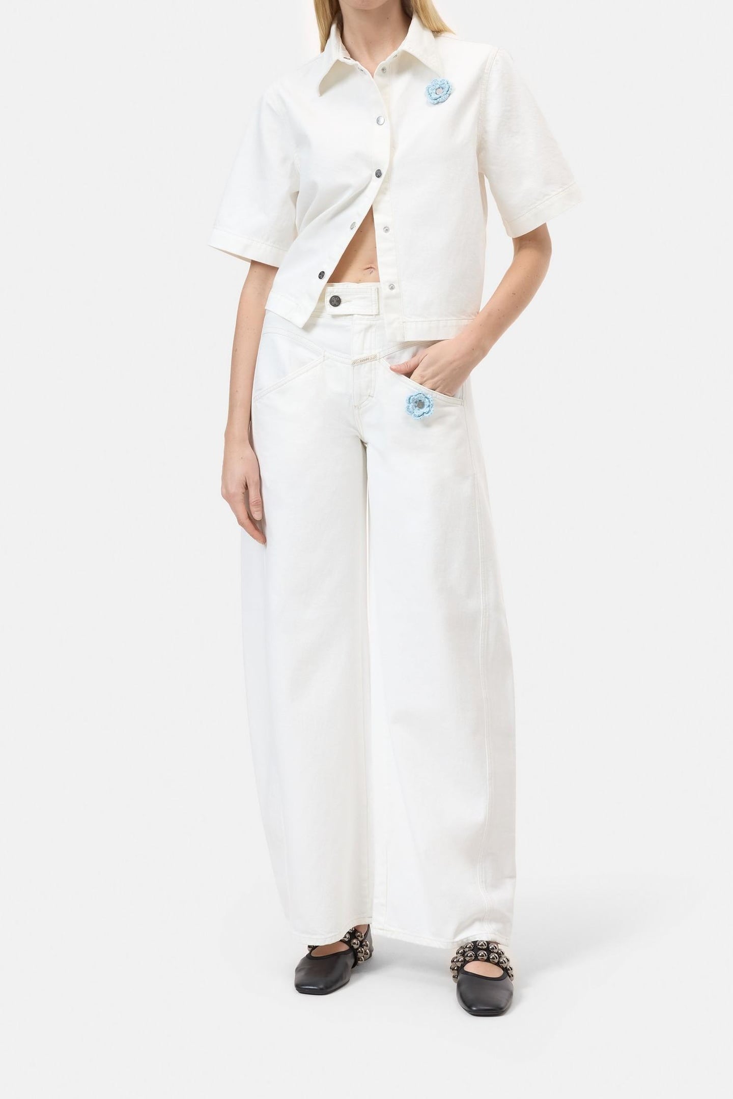 FLOWER-X PANTS ECRU 1